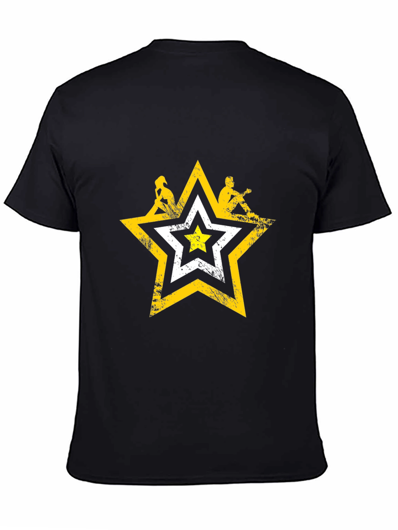 Distressed Star Graphic Tee - Mens Black T-Shirt