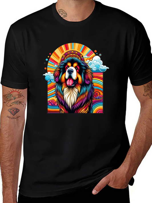 Colorful Dog Graphic T-Shirt - Stylish Comfort