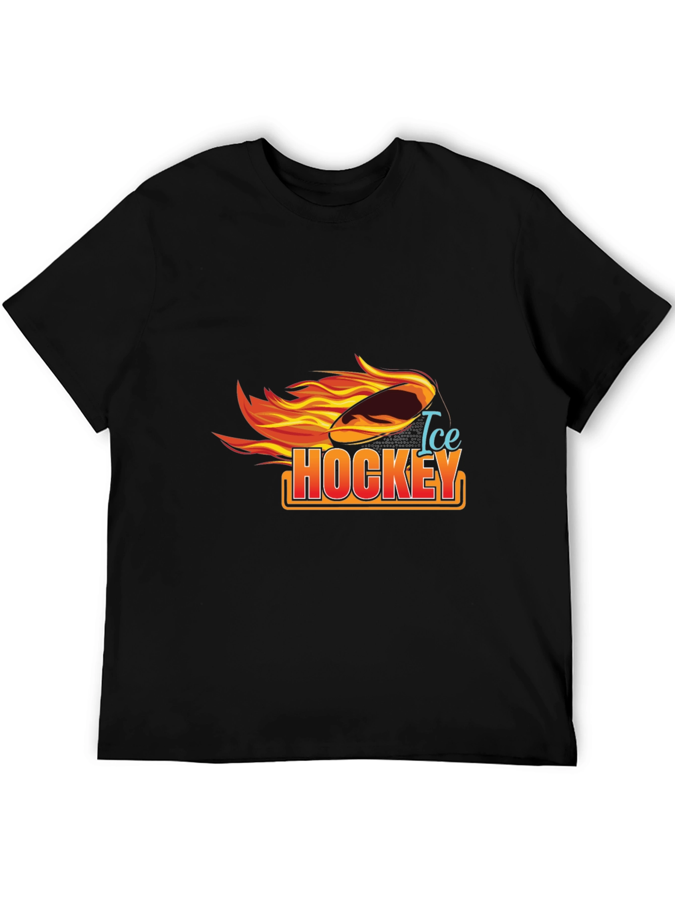 Ice Hockey Flaming Puck Graphic T-Shirt