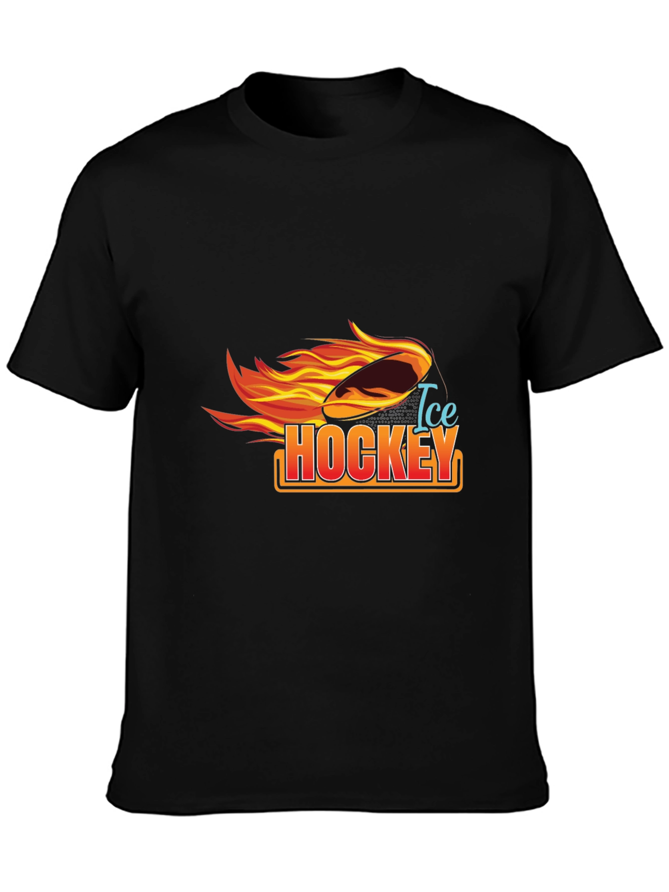 Ice Hockey Flaming Puck Graphic T-Shirt
