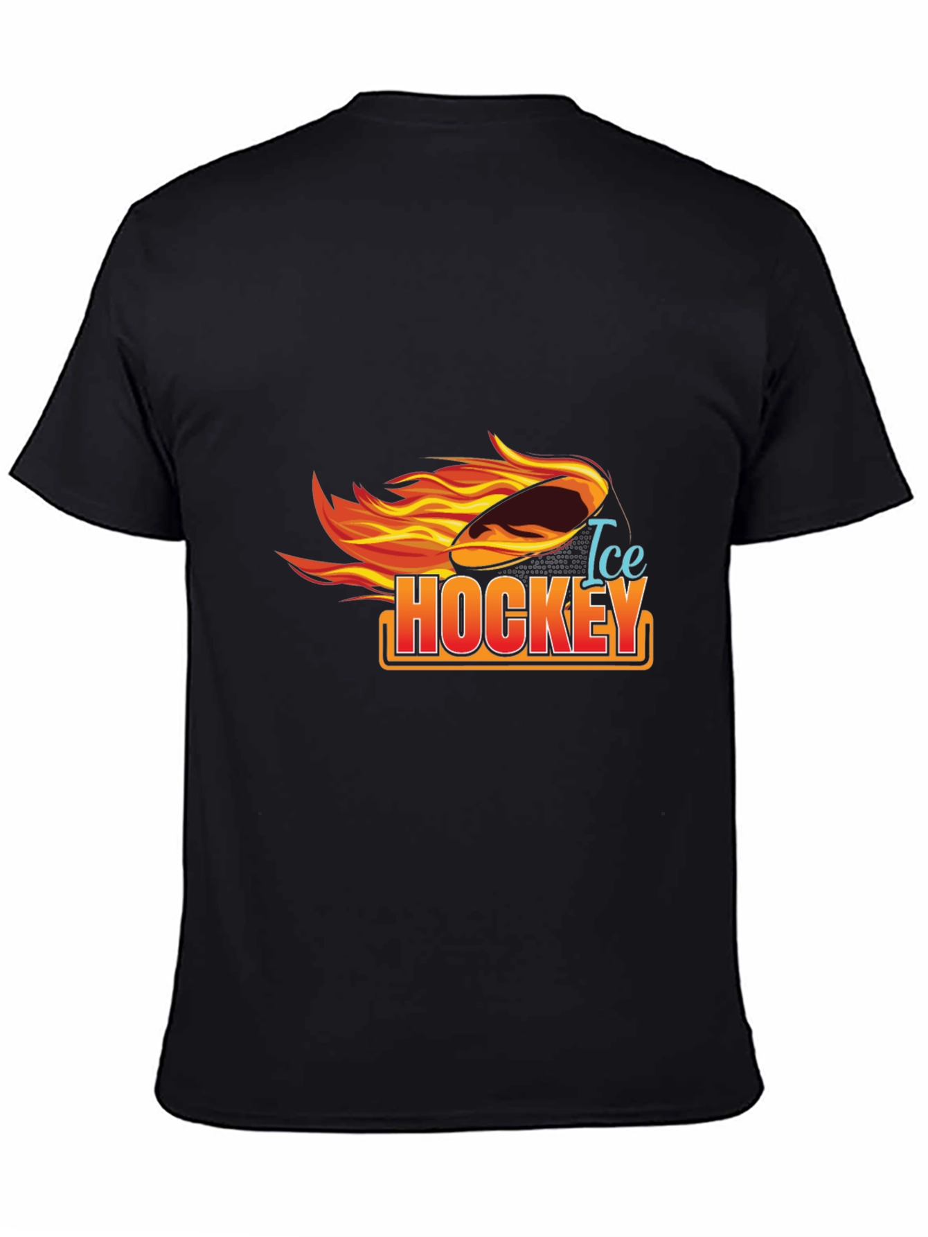Ice Hockey Flaming Puck Graphic T-Shirt