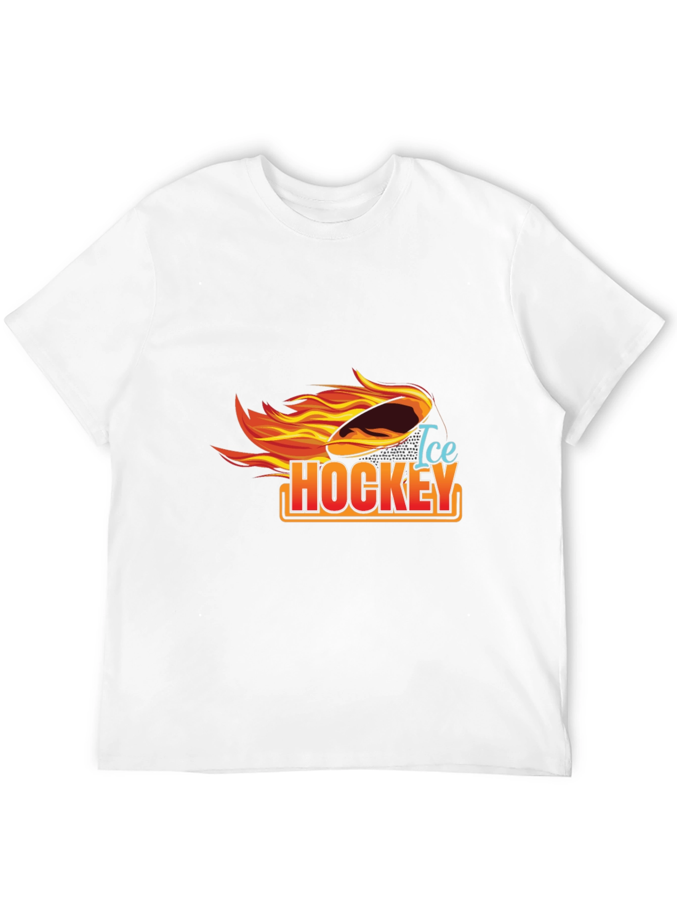 Ice Hockey Flaming Puck Graphic T-Shirt