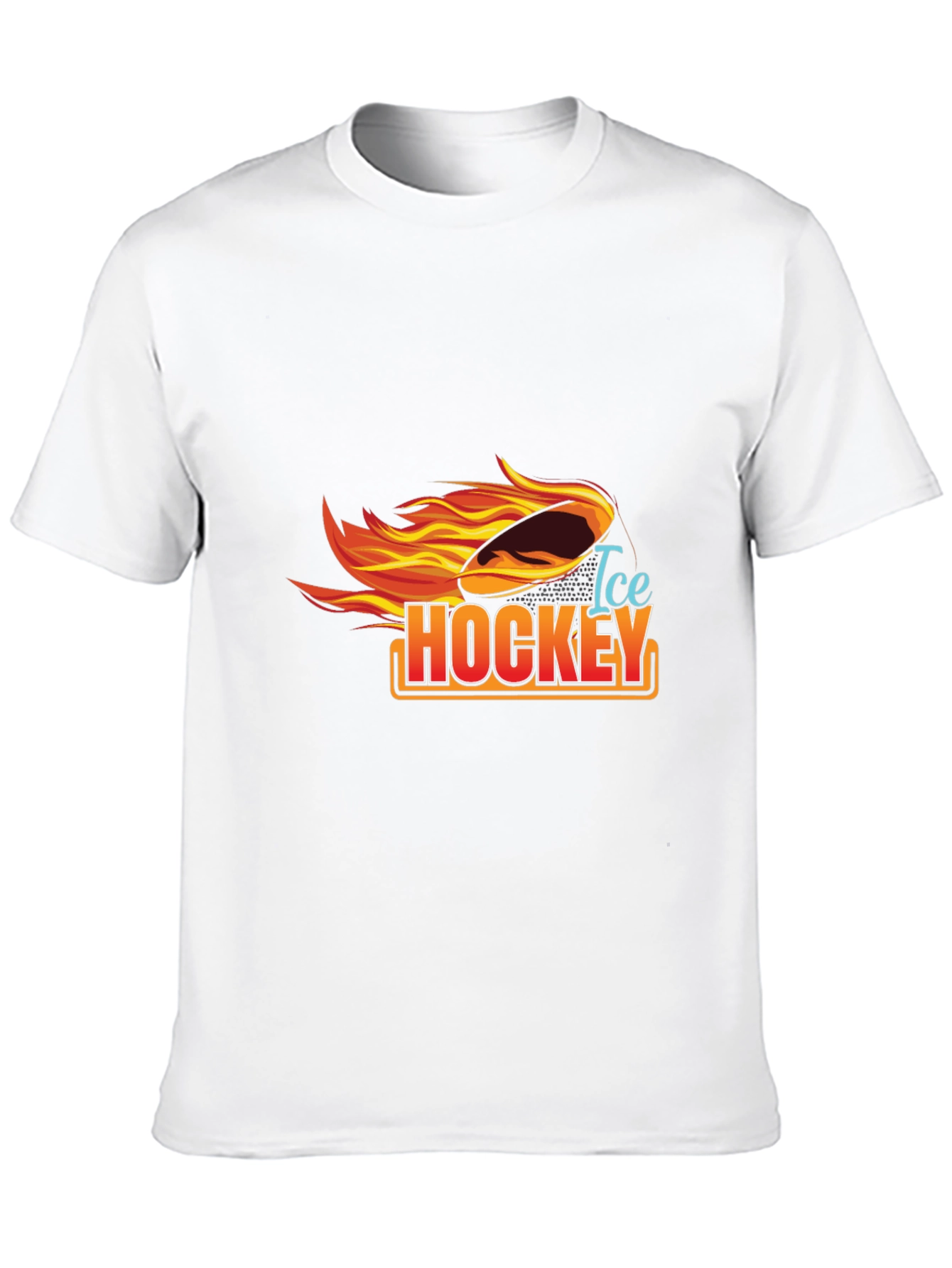 Ice Hockey Flaming Puck Graphic T-Shirt