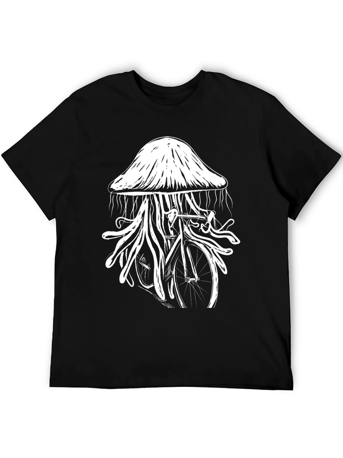 Jellyfish Bicycle Graphic T-Shirt - Unique Black Tee