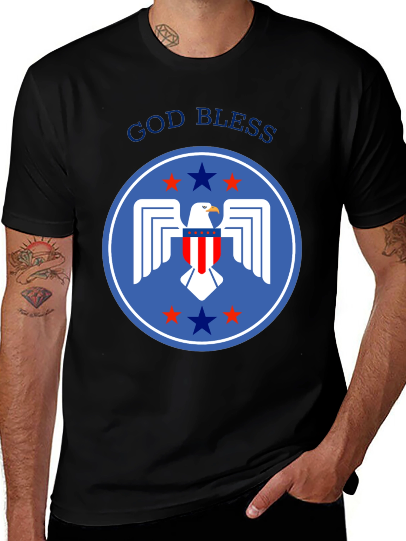 Patriotic Eagle Graphic T-Shirt - God Bless America