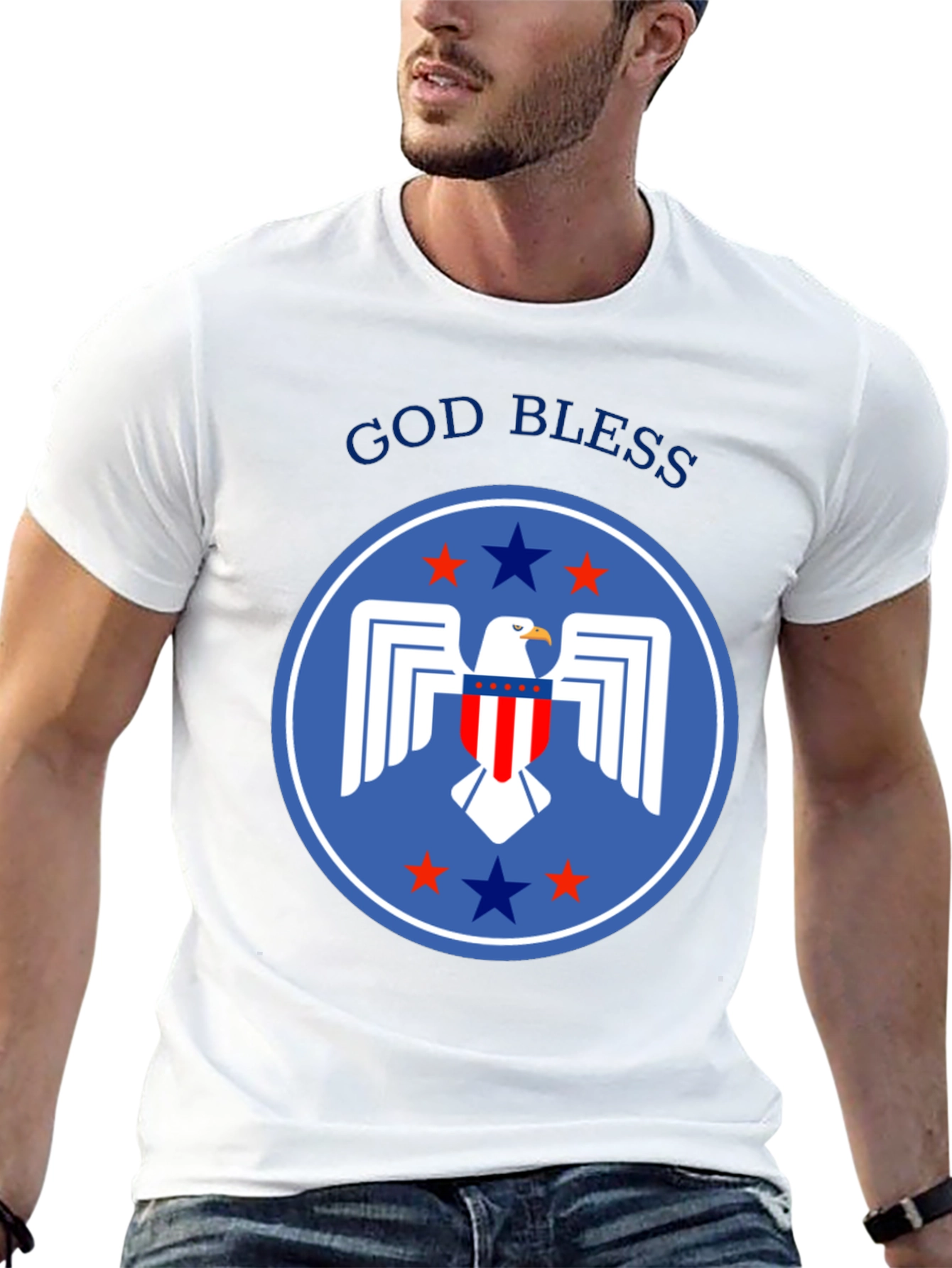 Patriotic Eagle Graphic T-Shirt - God Bless America