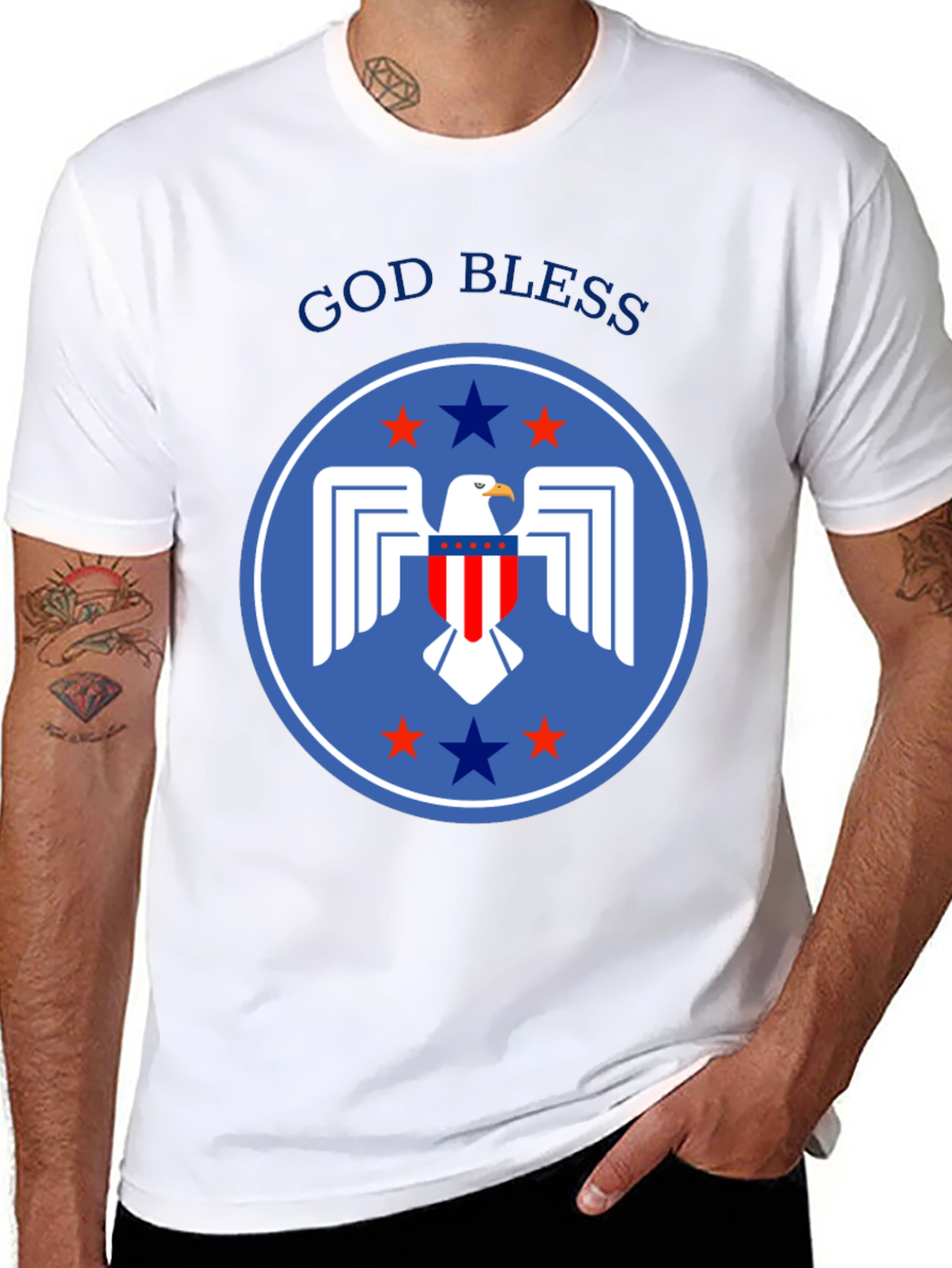 Patriotic Eagle Graphic T-Shirt - God Bless America