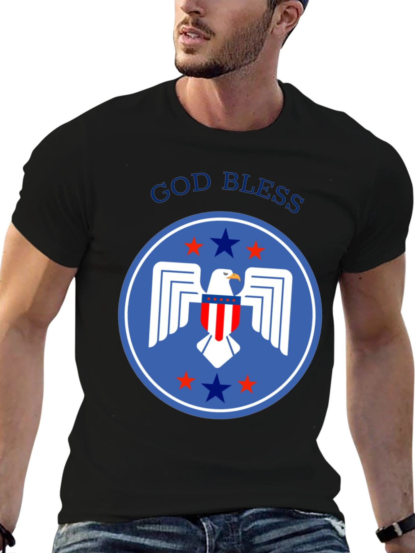 Patriotic Eagle Graphic T-Shirt - God Bless America
