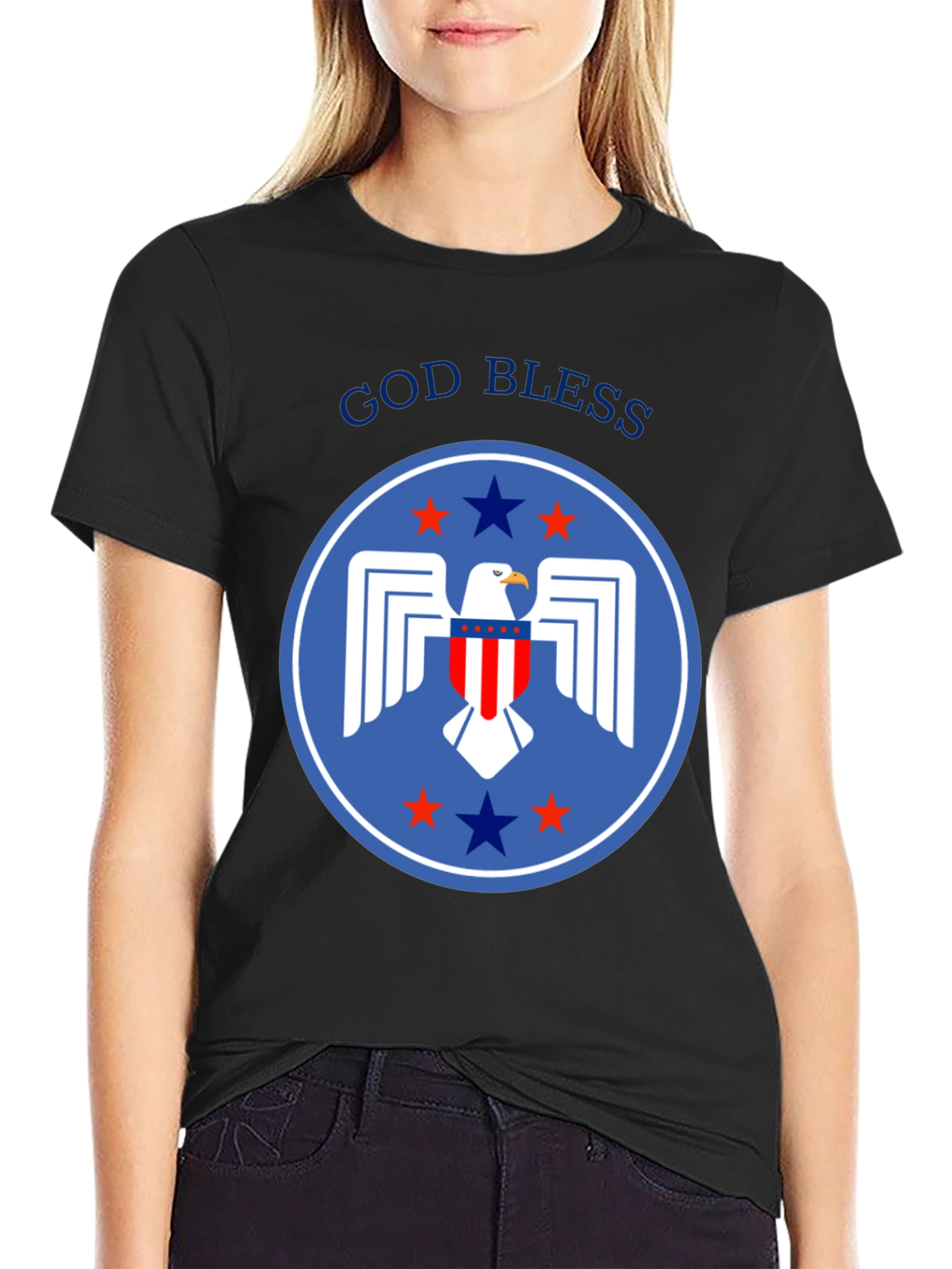 Patriotic Eagle Graphic T-Shirt - God Bless America