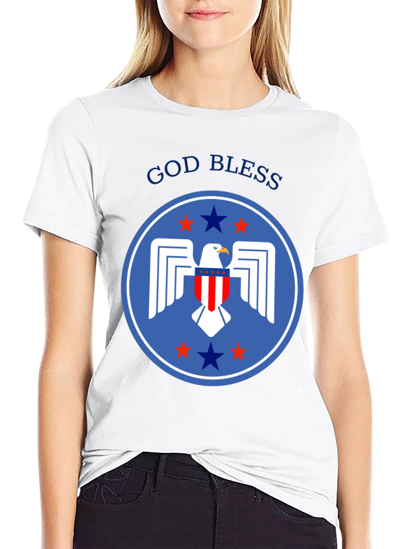 Patriotic Eagle Graphic T-Shirt - God Bless America