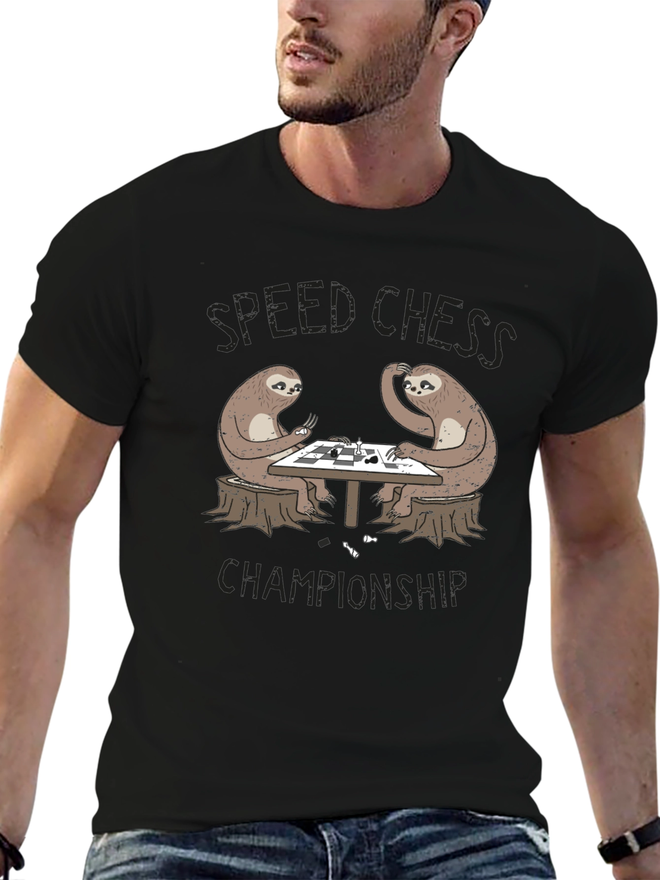 Sloth Speed Chess Championship Graphic T-Shirt