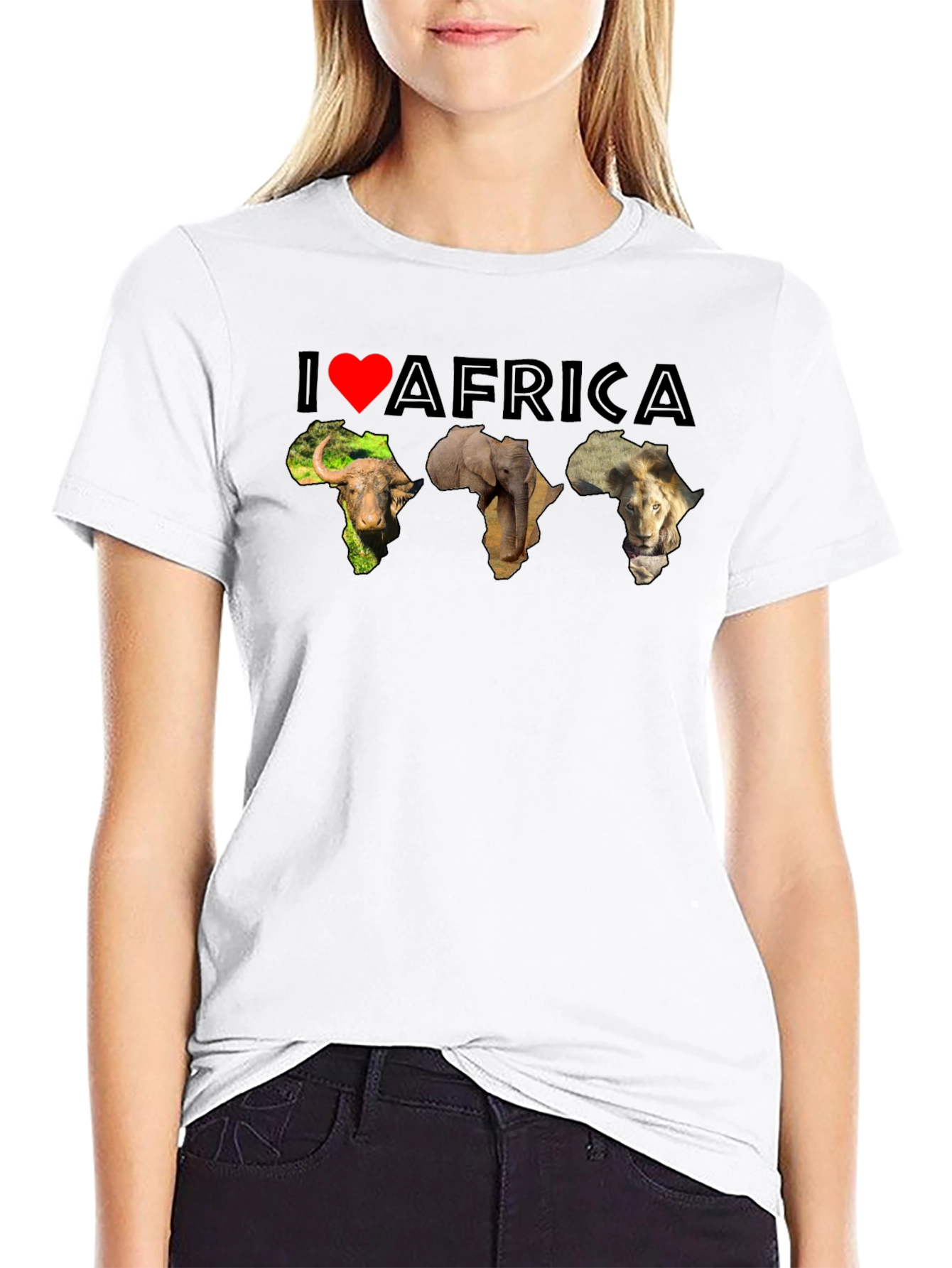 I Love Africa Graphic Tee | Black Cotton T-Shirt