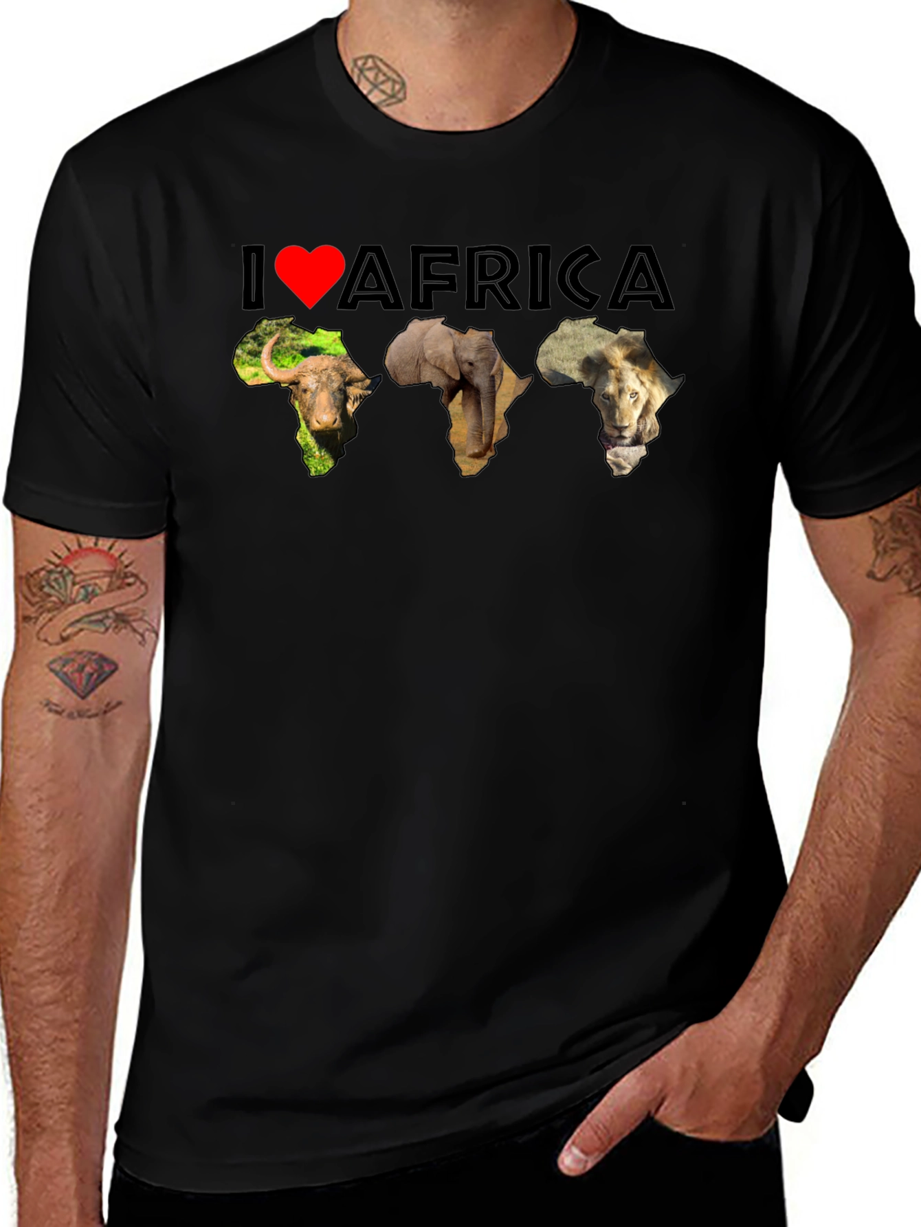 I Love Africa Graphic Tee | Black Cotton T-Shirt