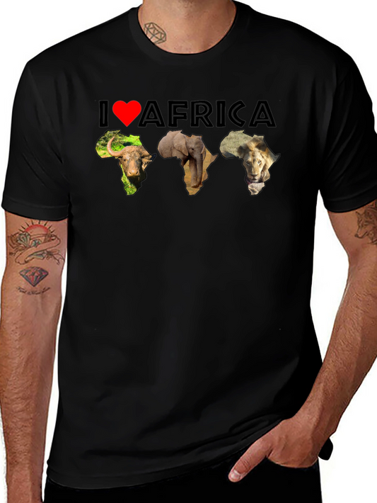 I Love Africa Graphic Tee | Black Cotton T-Shirt