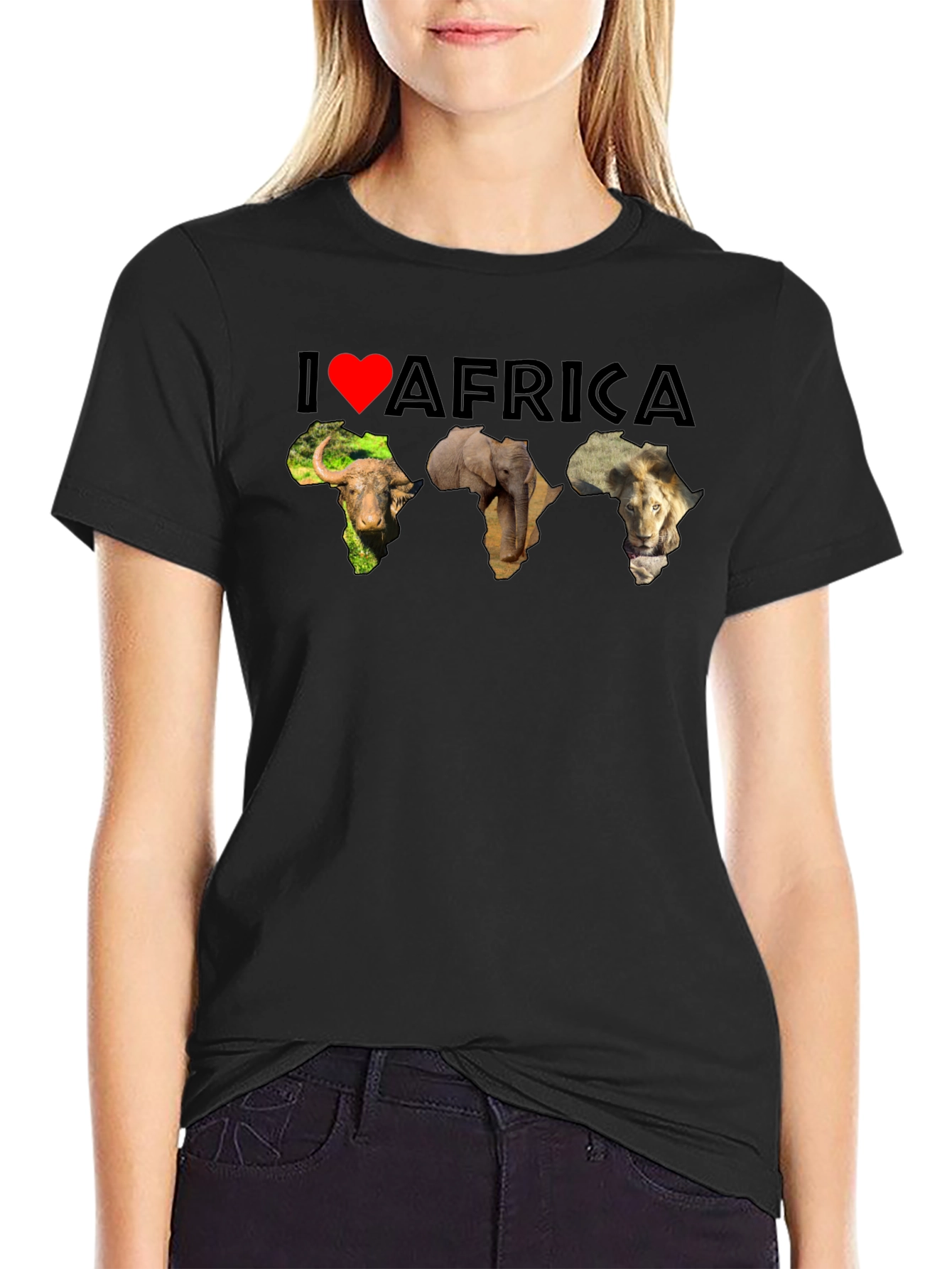 I Love Africa Graphic Tee | Black Cotton T-Shirt