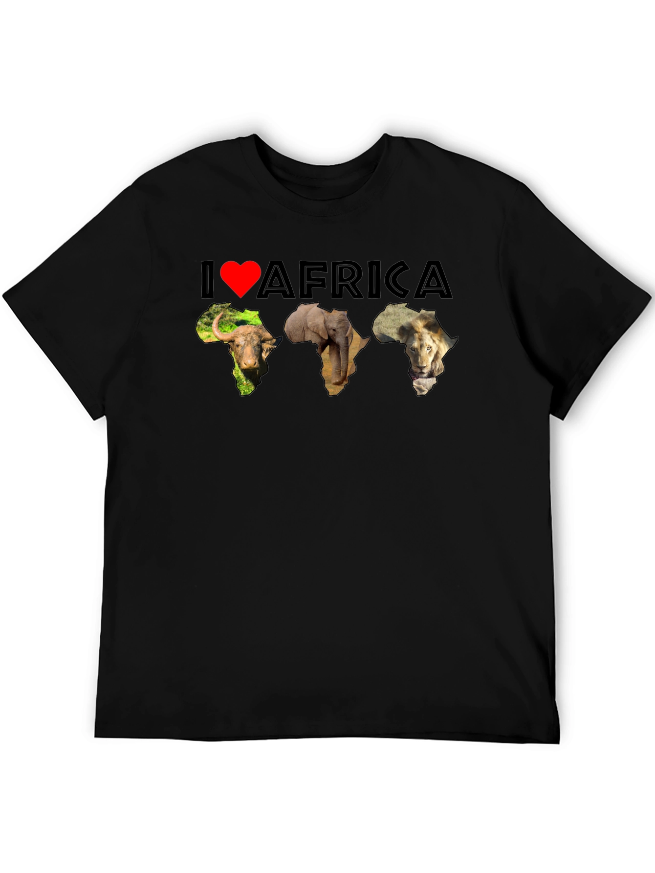 I Love Africa Graphic Tee | Black Cotton T-Shirt