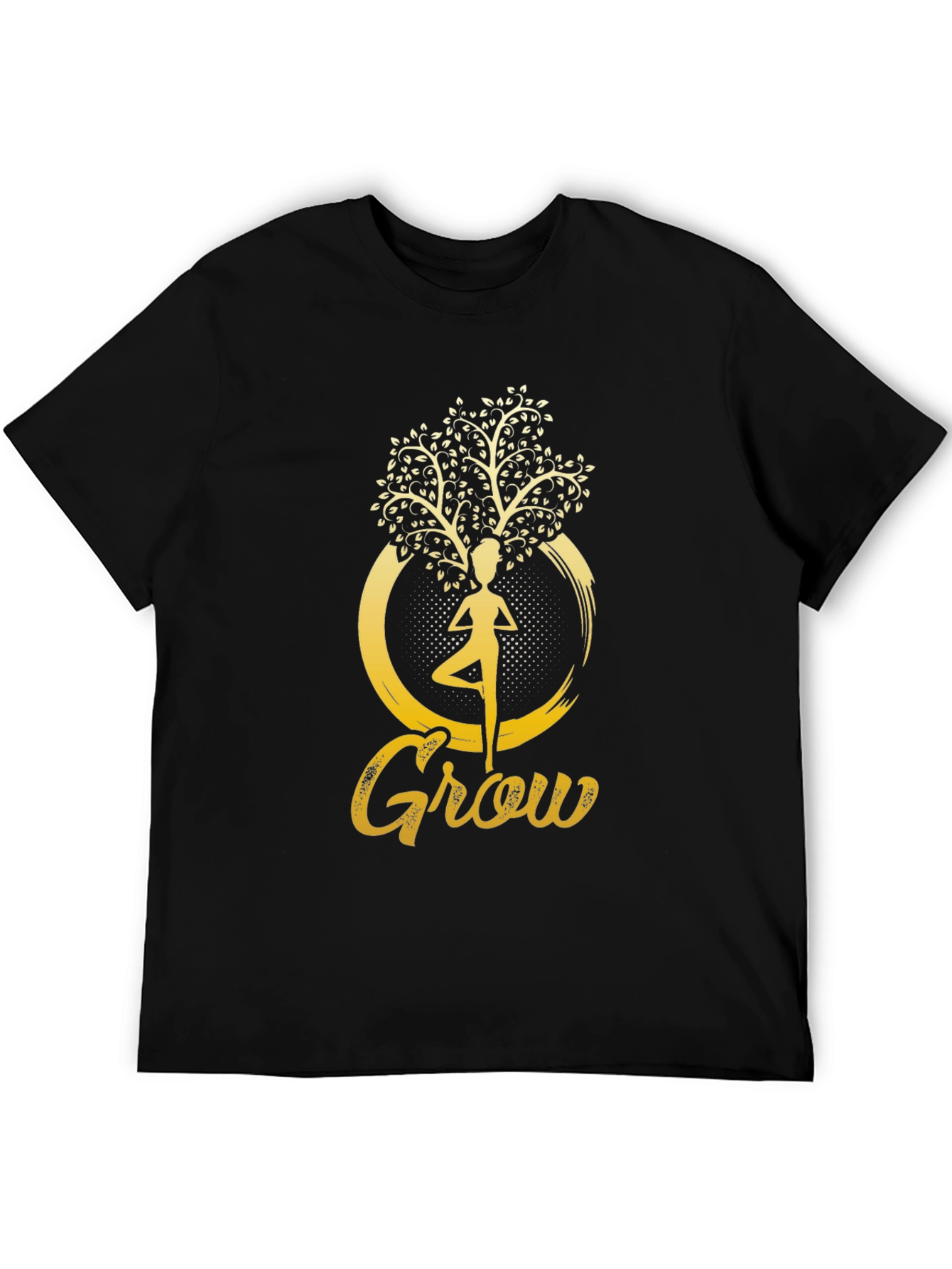 Grow Yoga Tree Graphic T-Shirt - Black