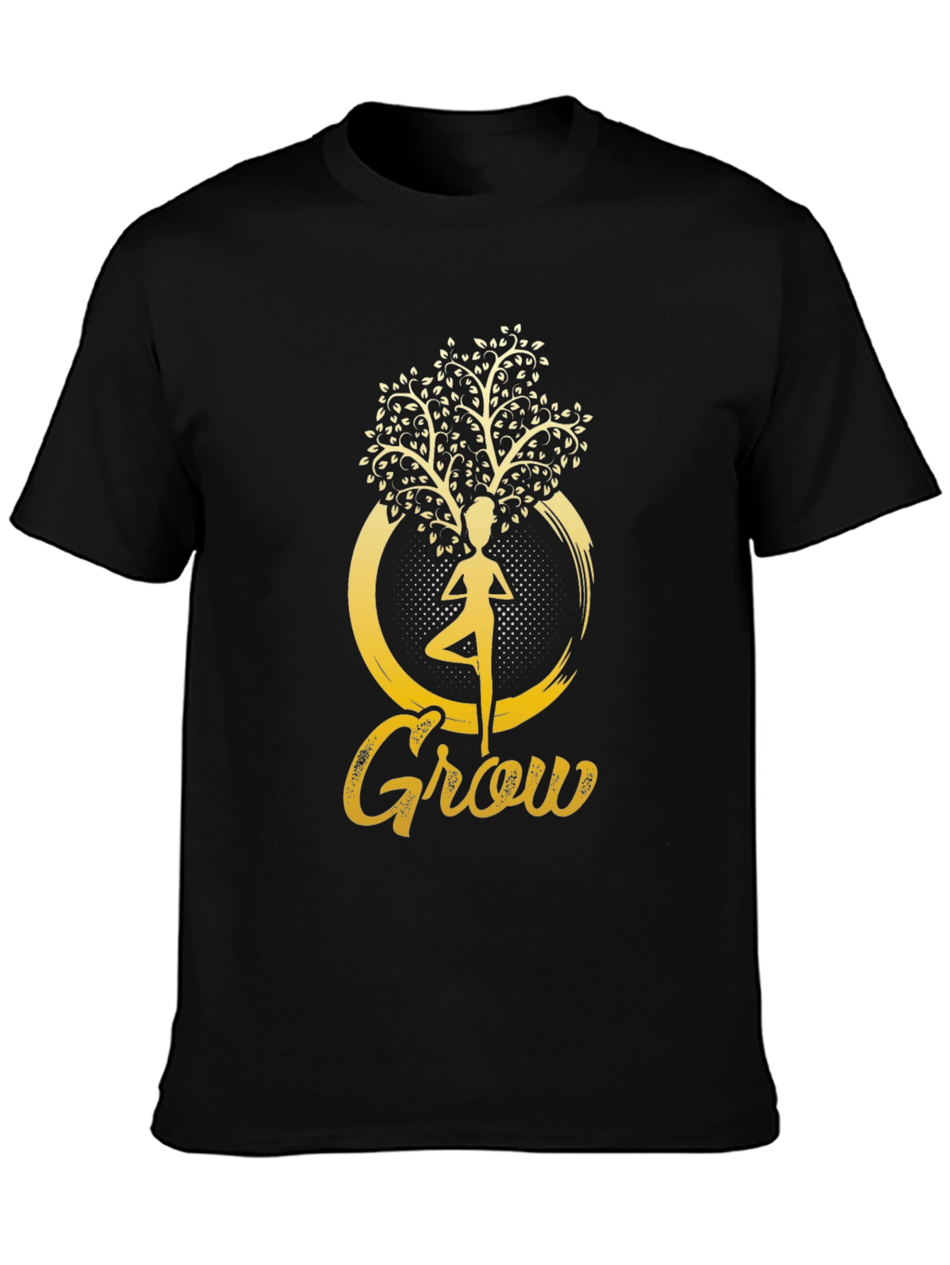 Grow Yoga Tree Graphic T-Shirt - Black