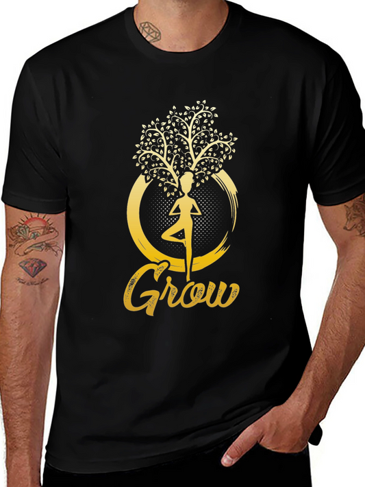 Grow Yoga Tree Graphic T-Shirt - Black