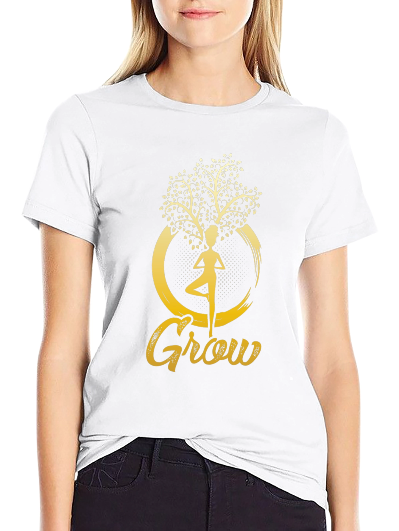 Grow Yoga Tree Graphic T-Shirt - Black