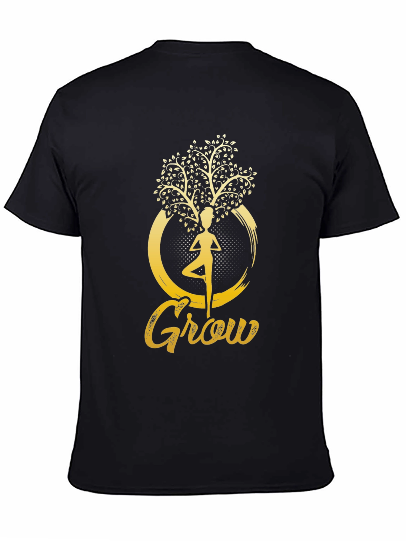 Grow Yoga Tree Graphic T-Shirt - Black