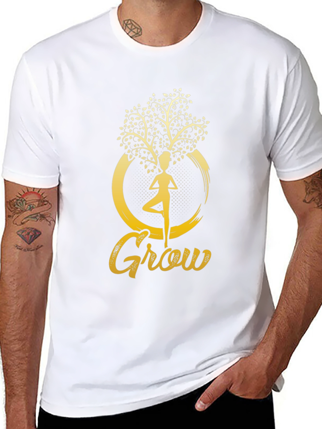 Grow Yoga Tree Graphic T-Shirt - Black