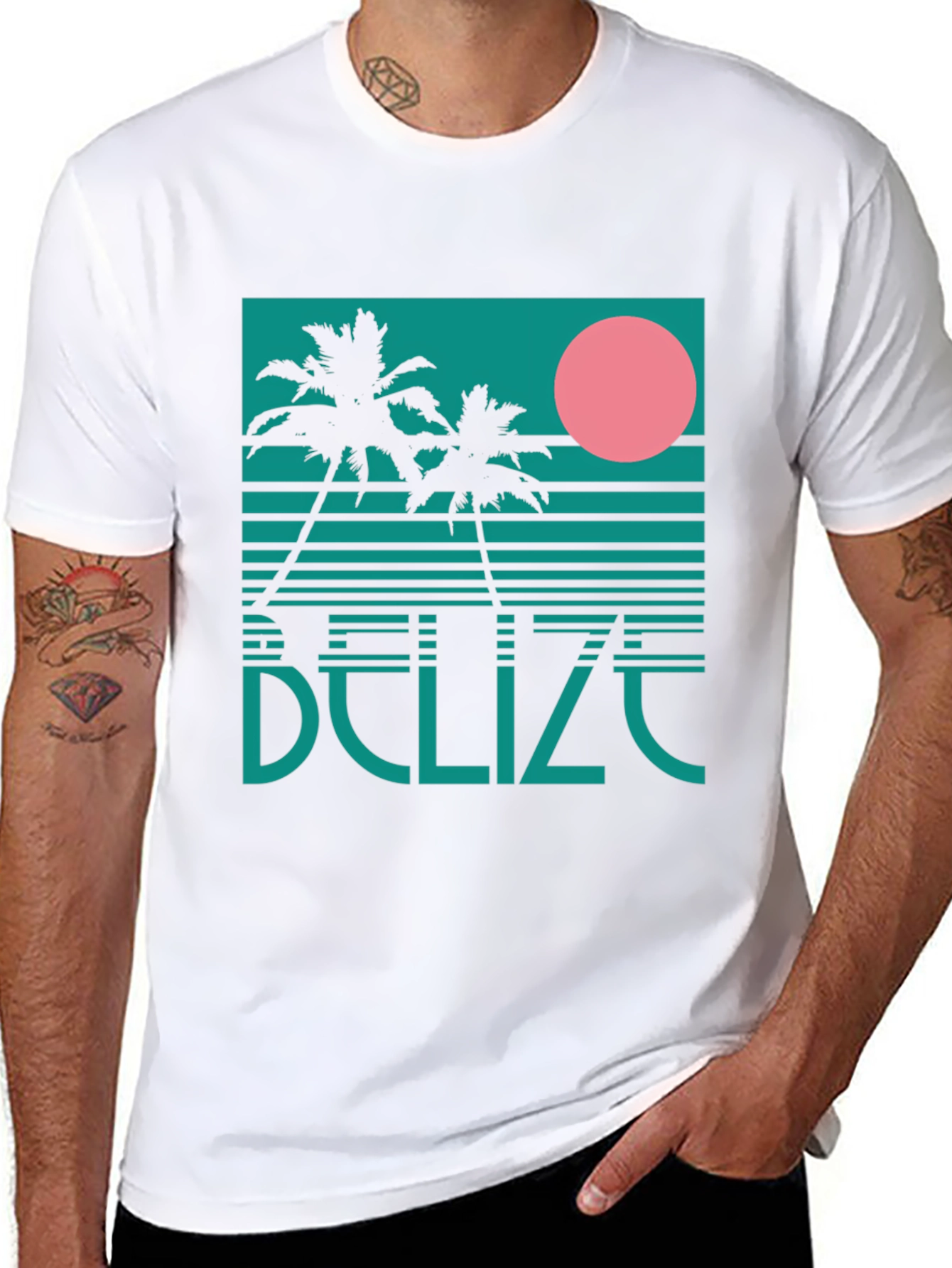 Belize Retro Palm Tree Graphic T-Shirt