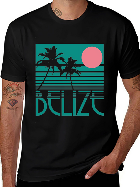 Belize Retro Palm Tree Graphic T-Shirt