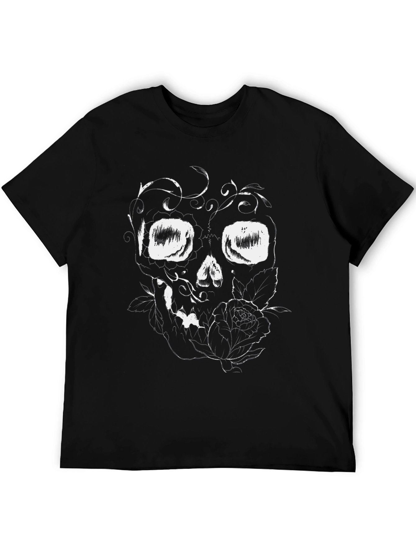 Skull & Rose Graphic T-Shirt - Stylish Mens Tee
