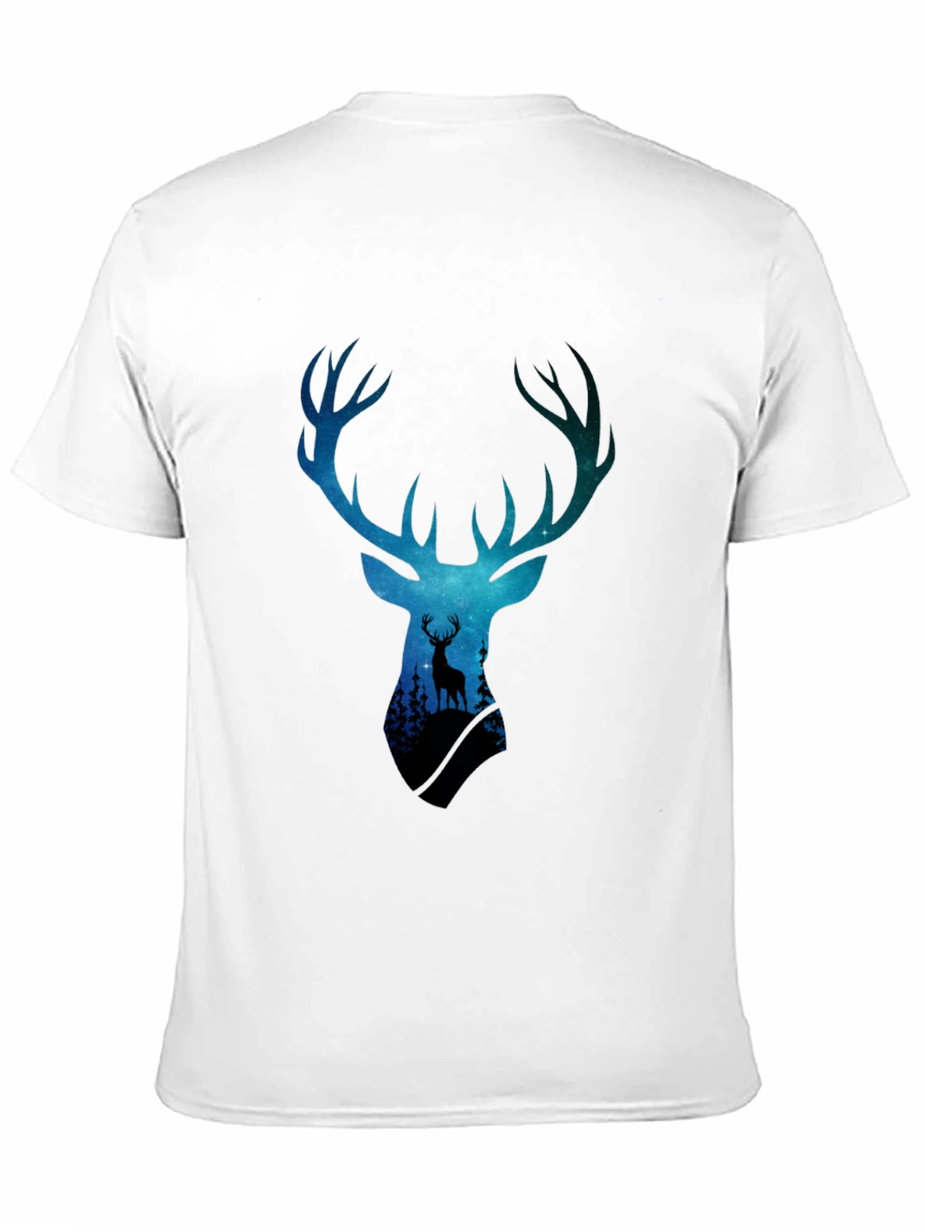 Deer Silhouette Graphic Tee - Galaxy Antlers Black T-Shirt
