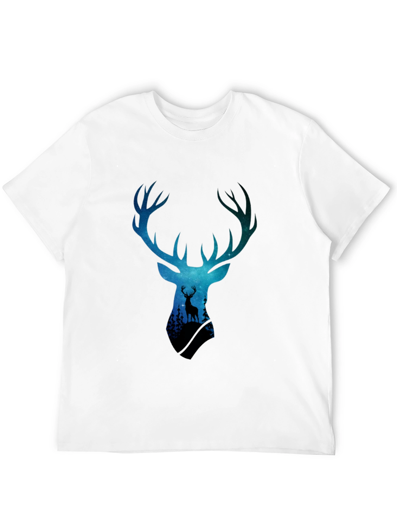 Deer Silhouette Graphic Tee - Galaxy Antlers Black T-Shirt