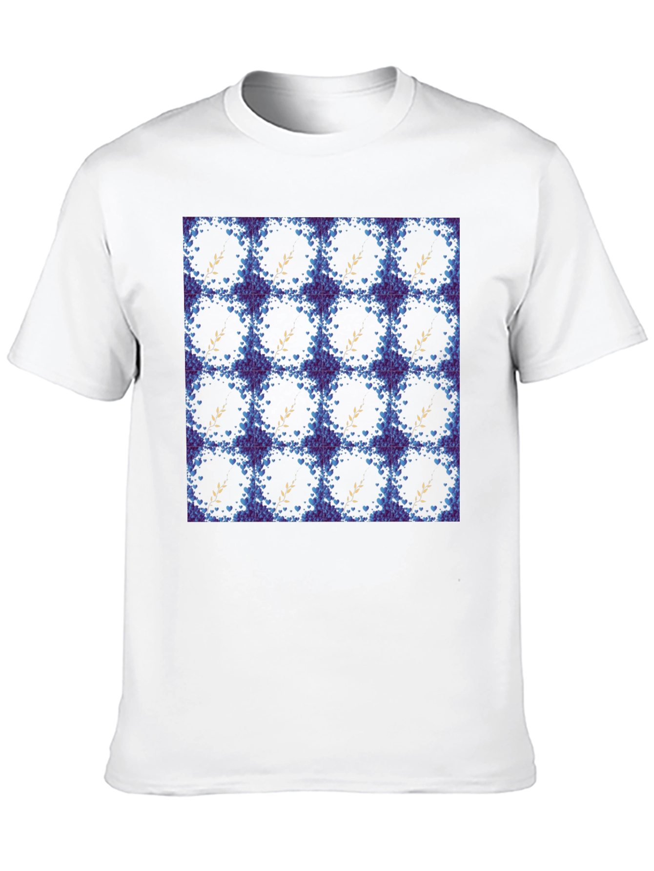 Floral Wreath Pattern Black T-Shirt