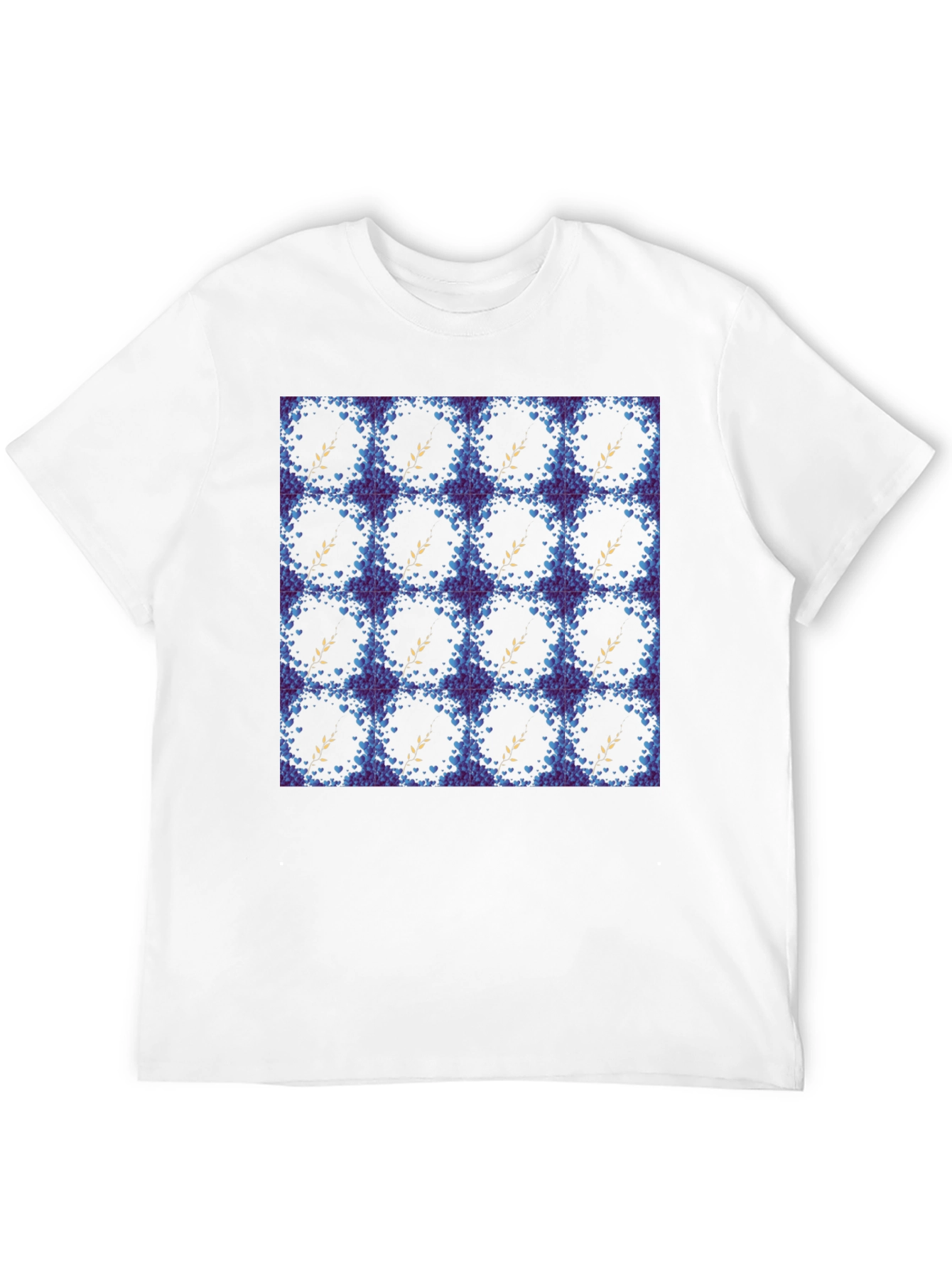 Floral Wreath Pattern Black T-Shirt