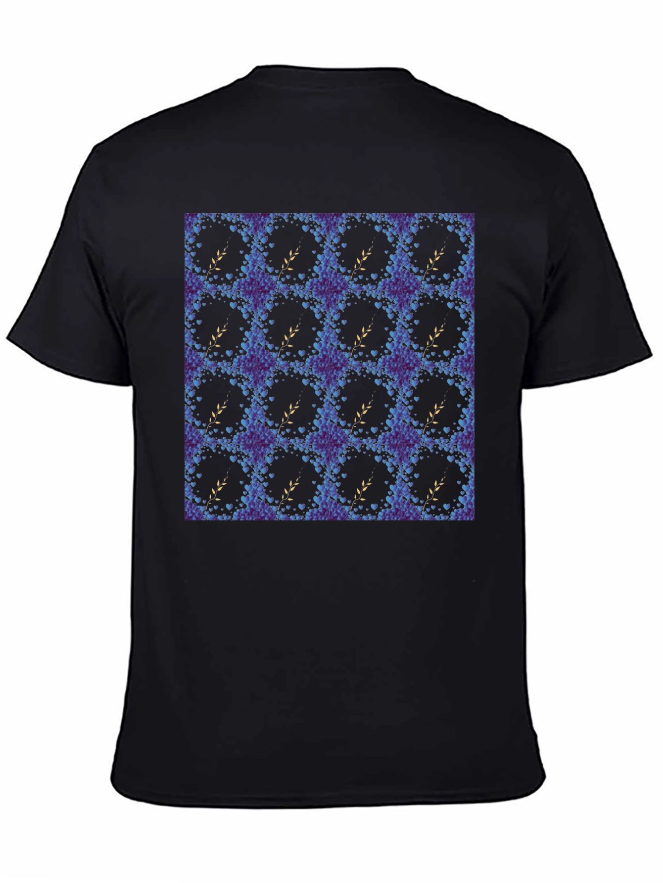 Floral Wreath Pattern Black T-Shirt