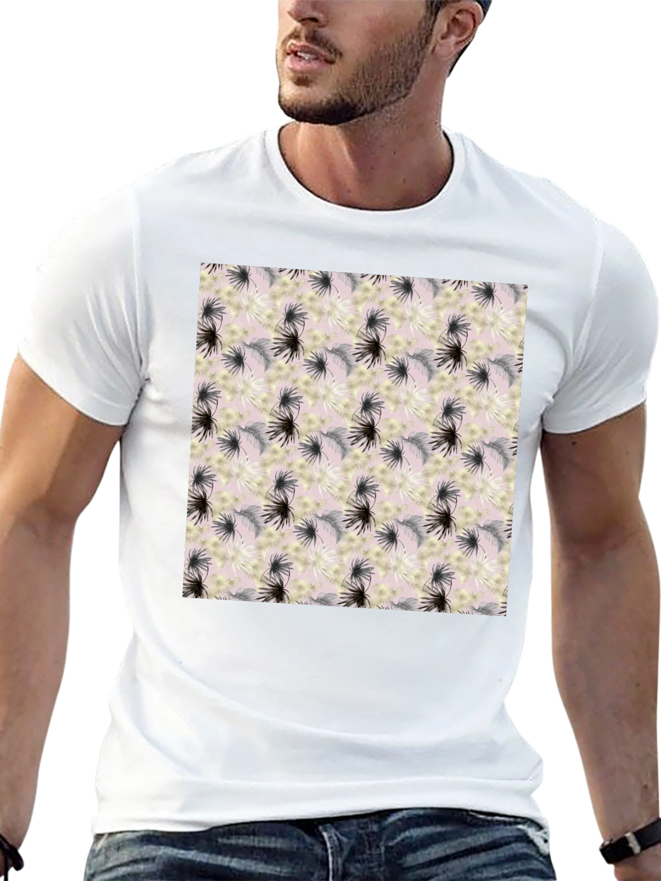 Floral Pattern Crew Neck T-Shirt