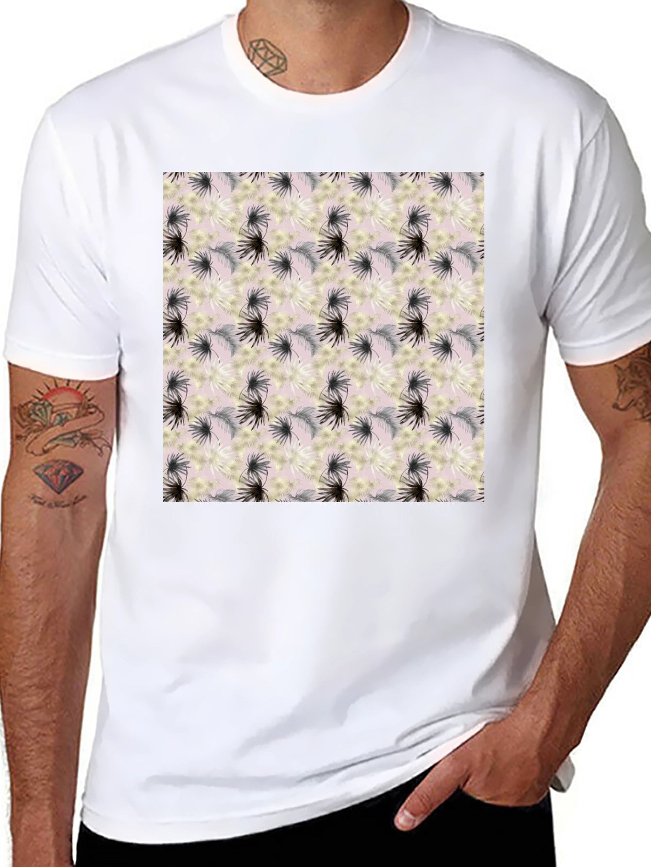 Floral Pattern Crew Neck T-Shirt