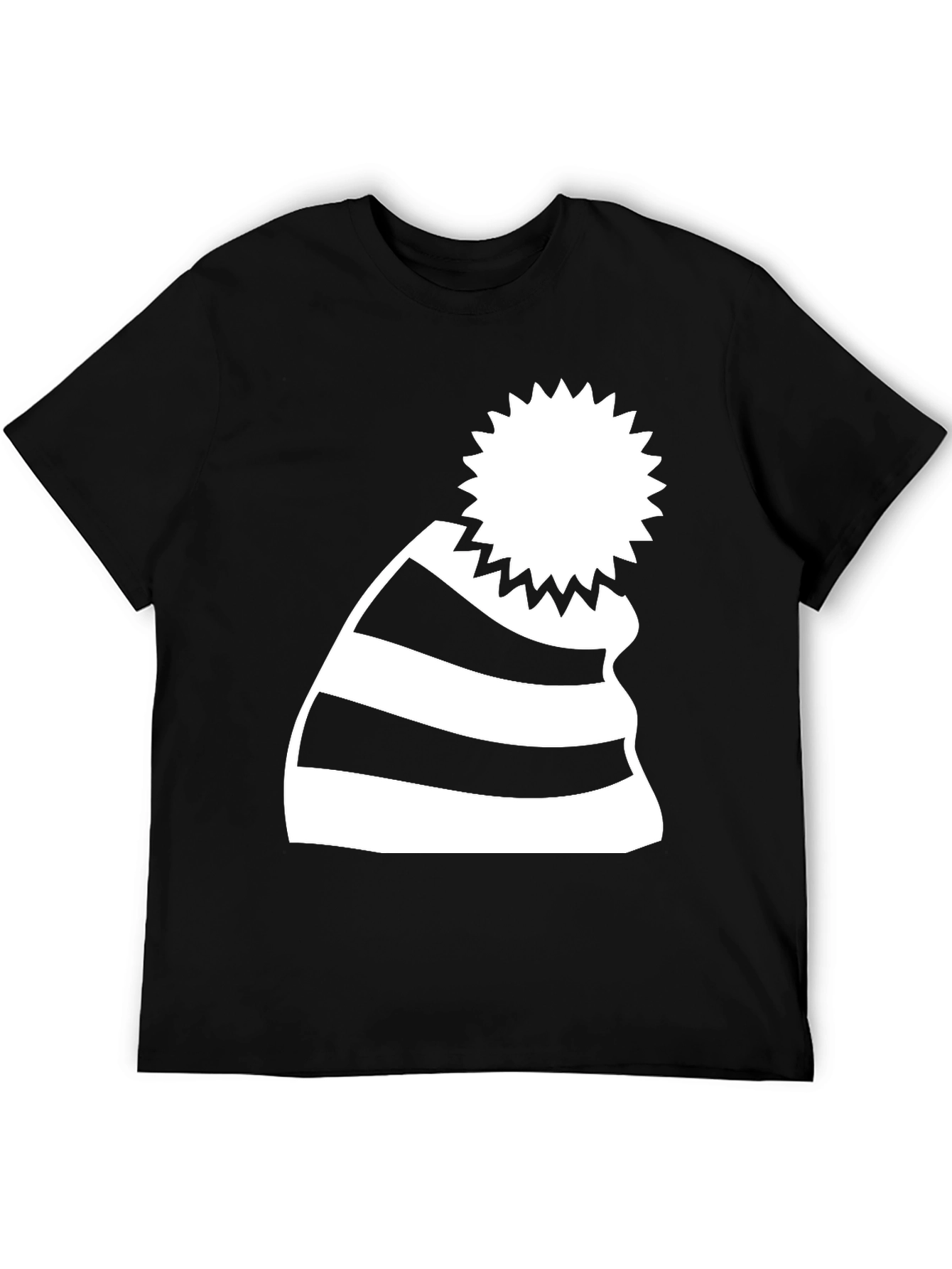 Striped Beanie Graphic Tee - Casual Comfort