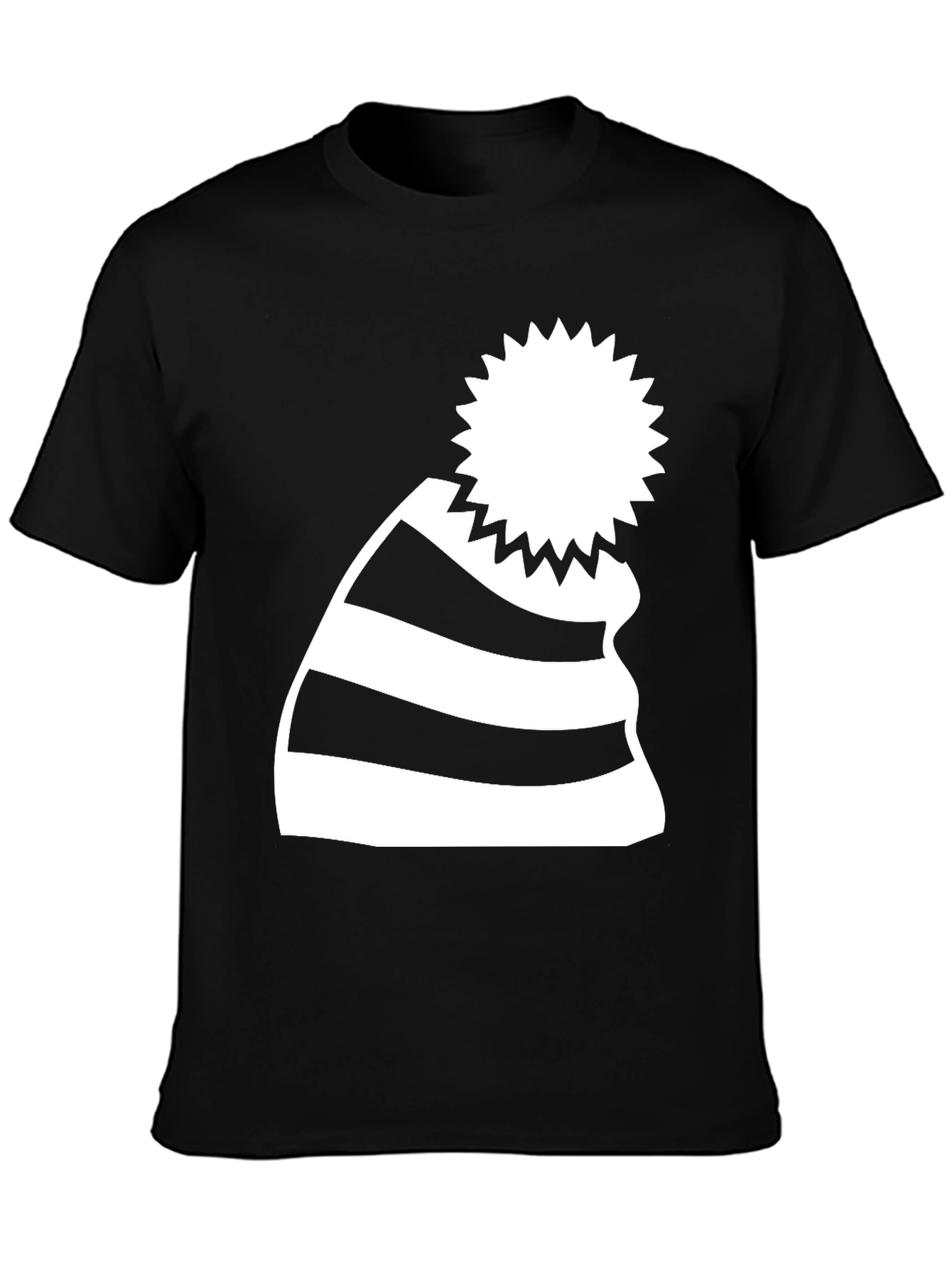 Striped Beanie Graphic Tee - Casual Comfort
