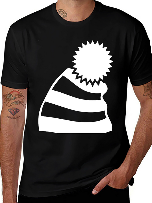 Striped Beanie Graphic Tee - Casual Comfort