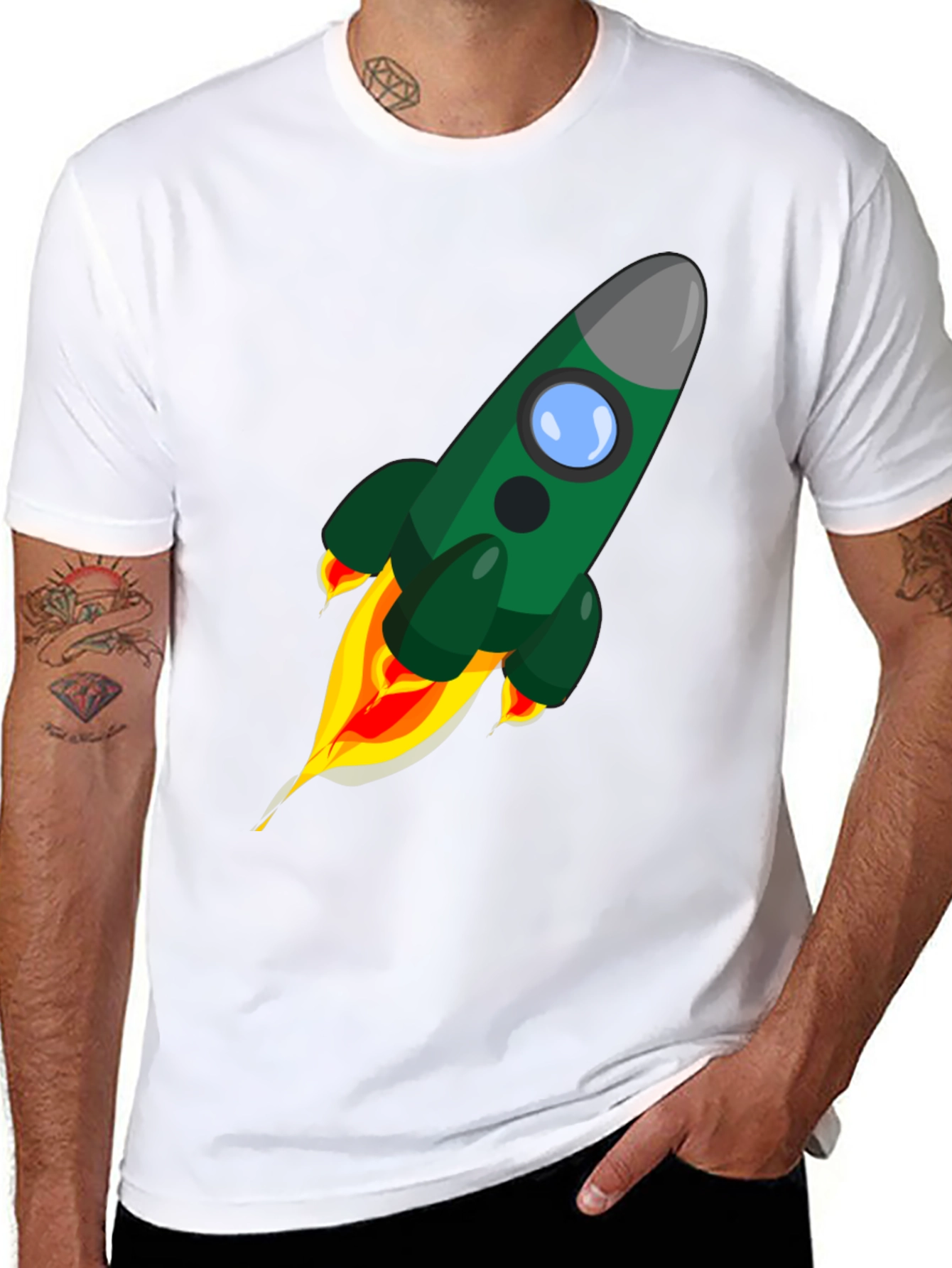Rocket Launch Graphic Tee - Premium Black Cotton Shirt