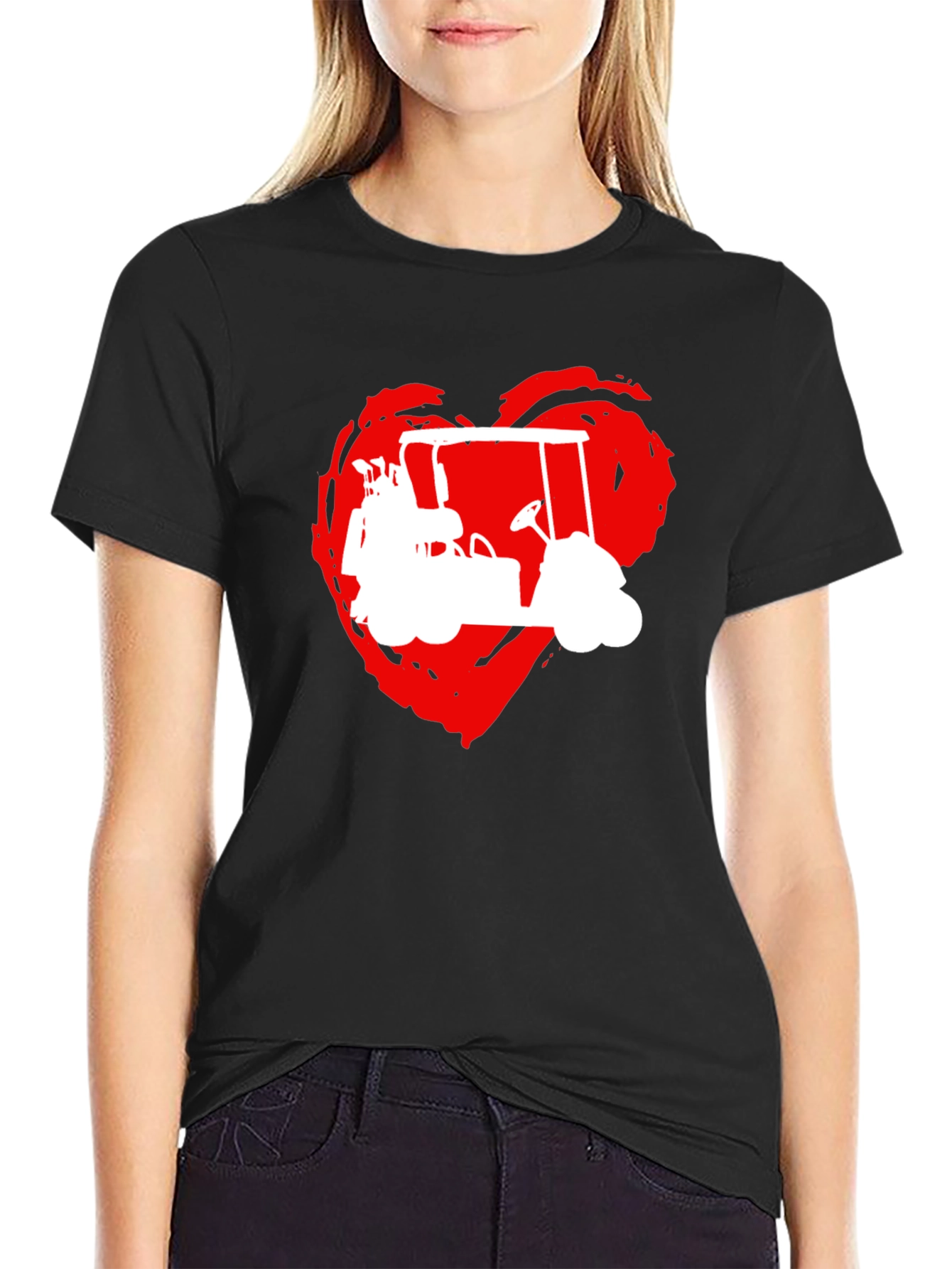 Golf Cart Heart Graphic T-Shirt