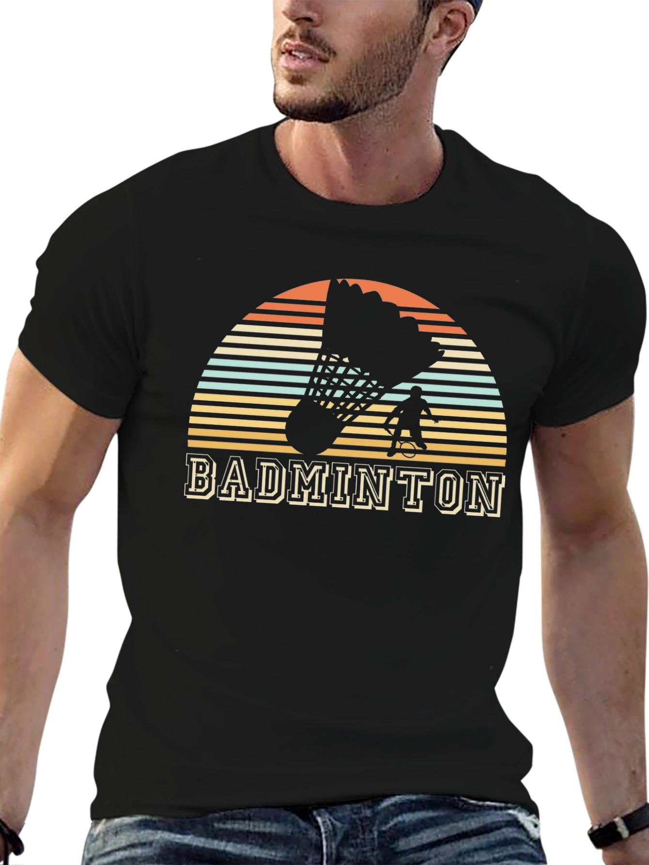 Retro Badminton Player Graphic Tee