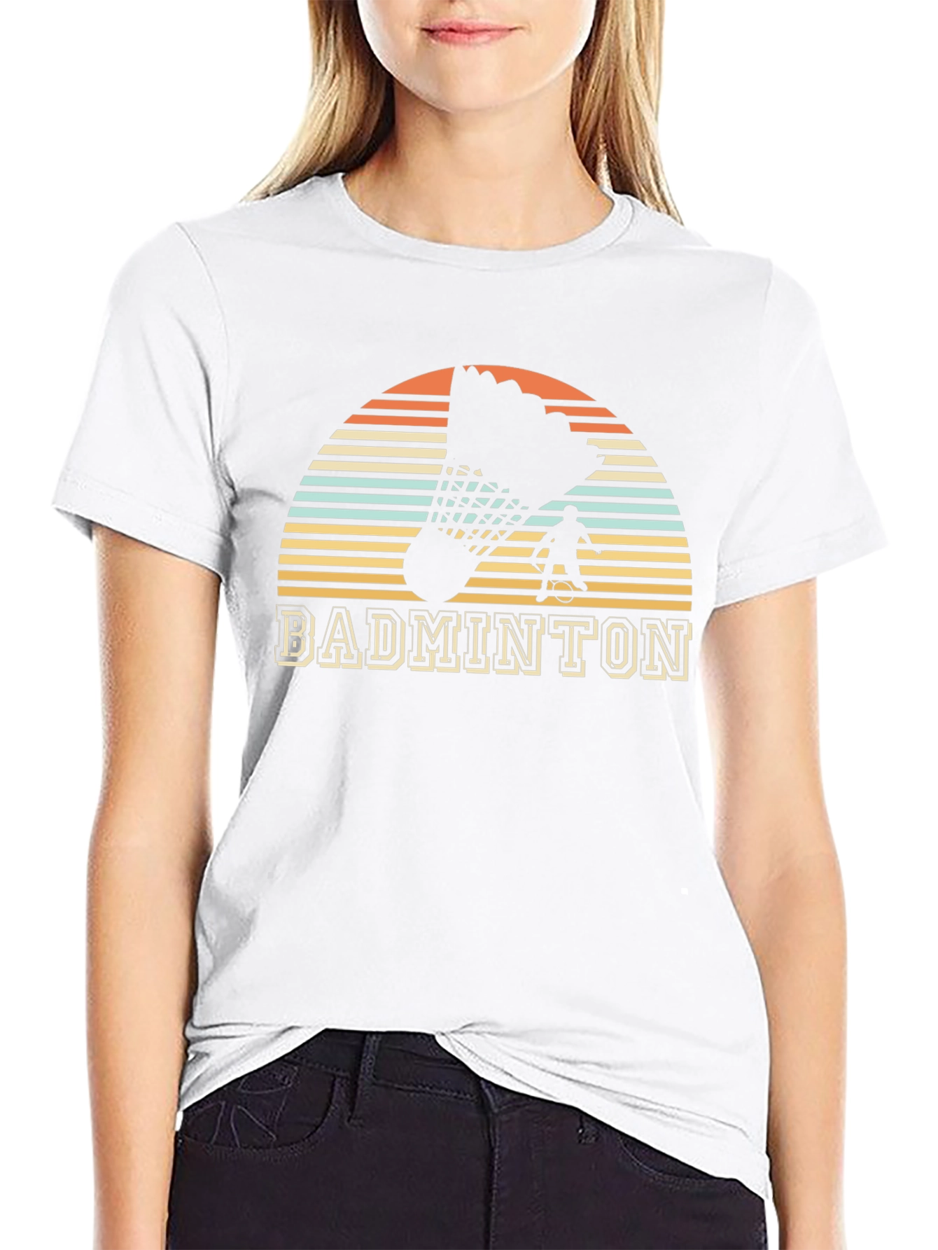 Retro Badminton Player Graphic Tee