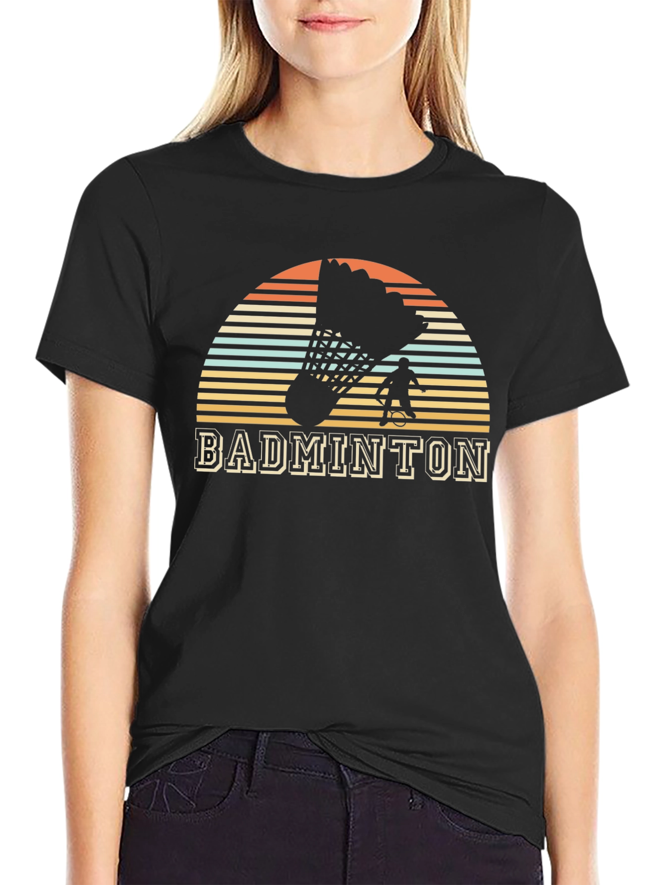 Retro Badminton Player Graphic Tee