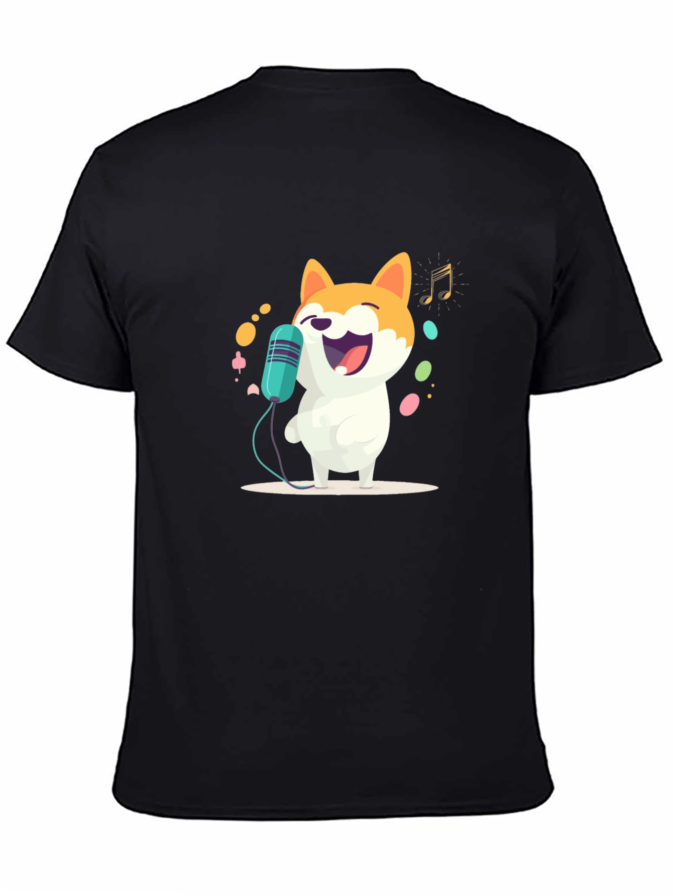 Singing Doge T-Shirt - Black Cartoon Shiba Inu