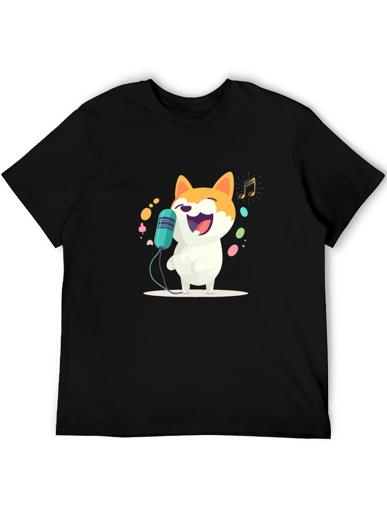 Singing Doge T-Shirt - Black Cartoon Shiba Inu
