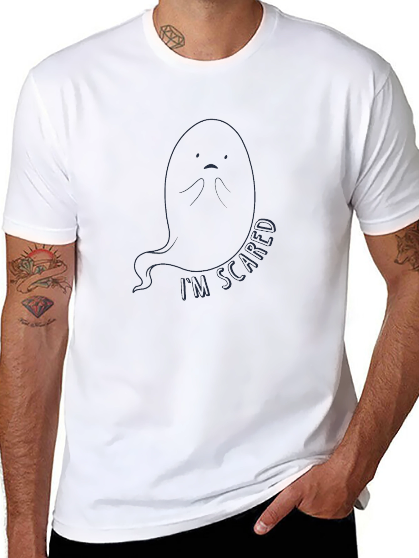 Scared Ghost Graphic Tee - Spooky Season T-Shirt