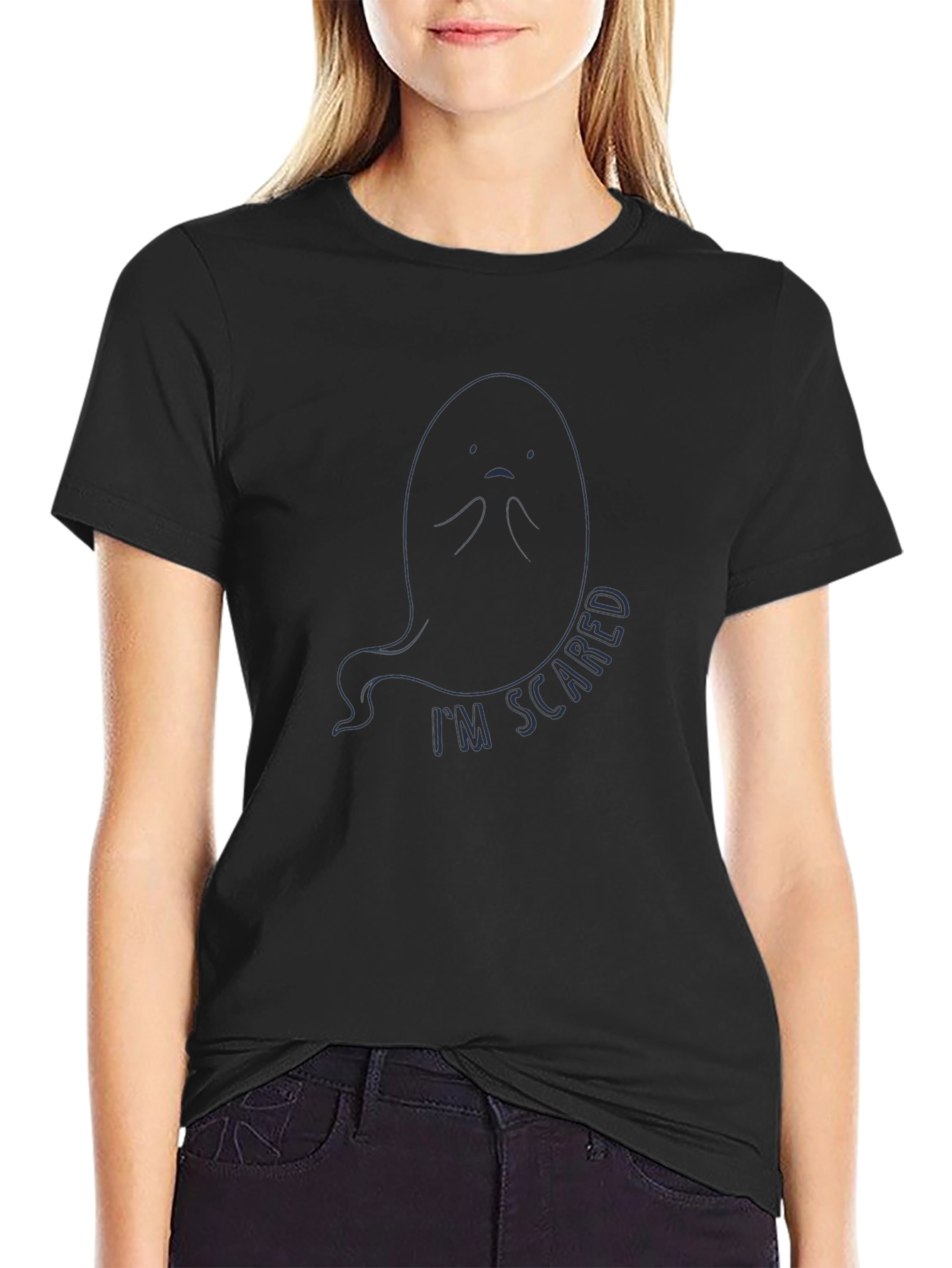 Scared Ghost Graphic Tee - Spooky Season T-Shirt