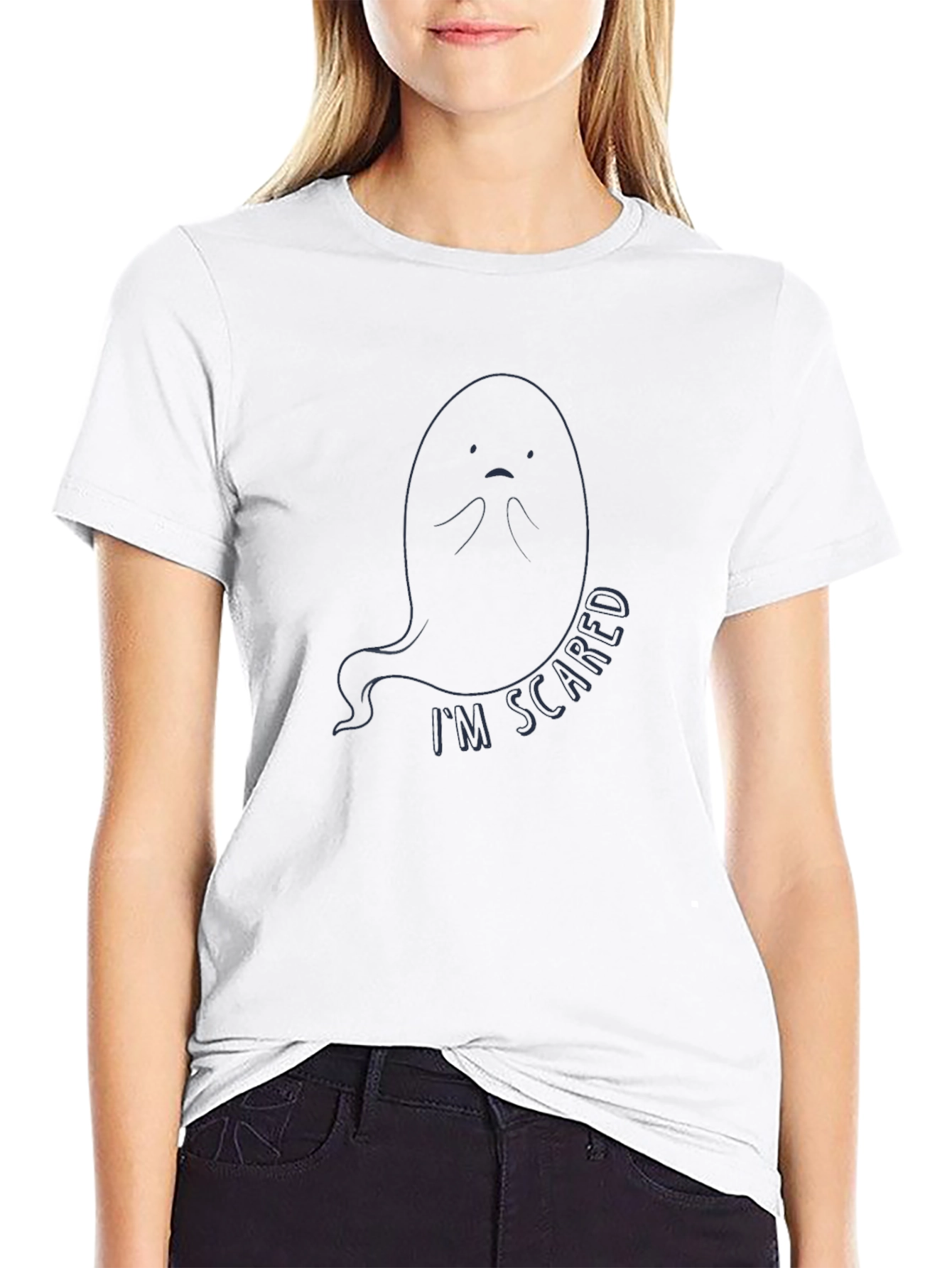 Scared Ghost Graphic Tee - Spooky Season T-Shirt