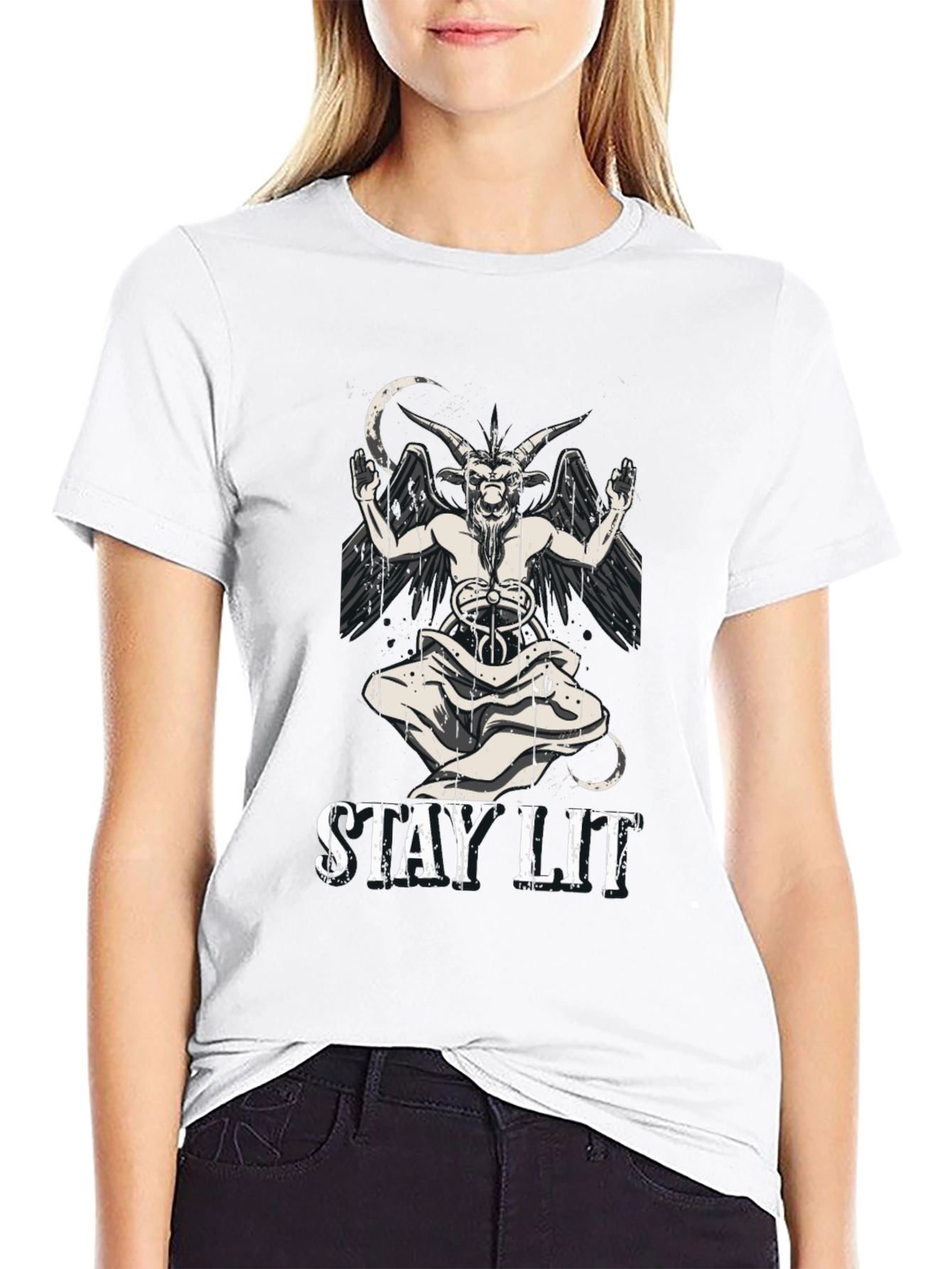 Stay Lit Baphomet T-Shirt - Black Graphic Tee